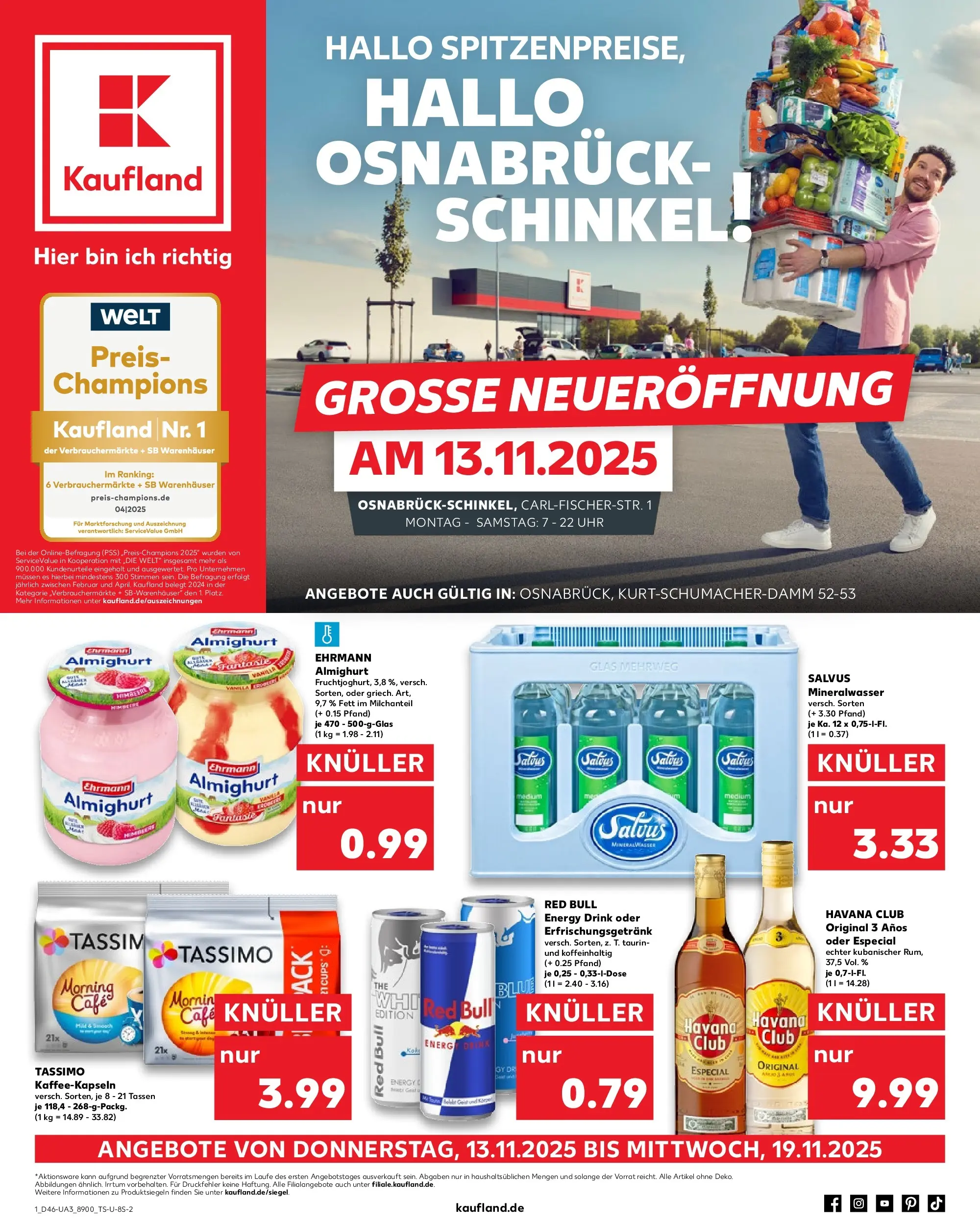 Prospekt Kaufland ab 13.11.2025 » Angebote und Werbung Online | Seite: 1 | Produkte: Havana club, Energy, Mineralwasser, Uhr Prospekt Kaufland ab 13.11.2025 » Angebote Online zum Blättern | Seite: 1 | Produkte: Havana club, Energy, Mineralwasser, Uhr