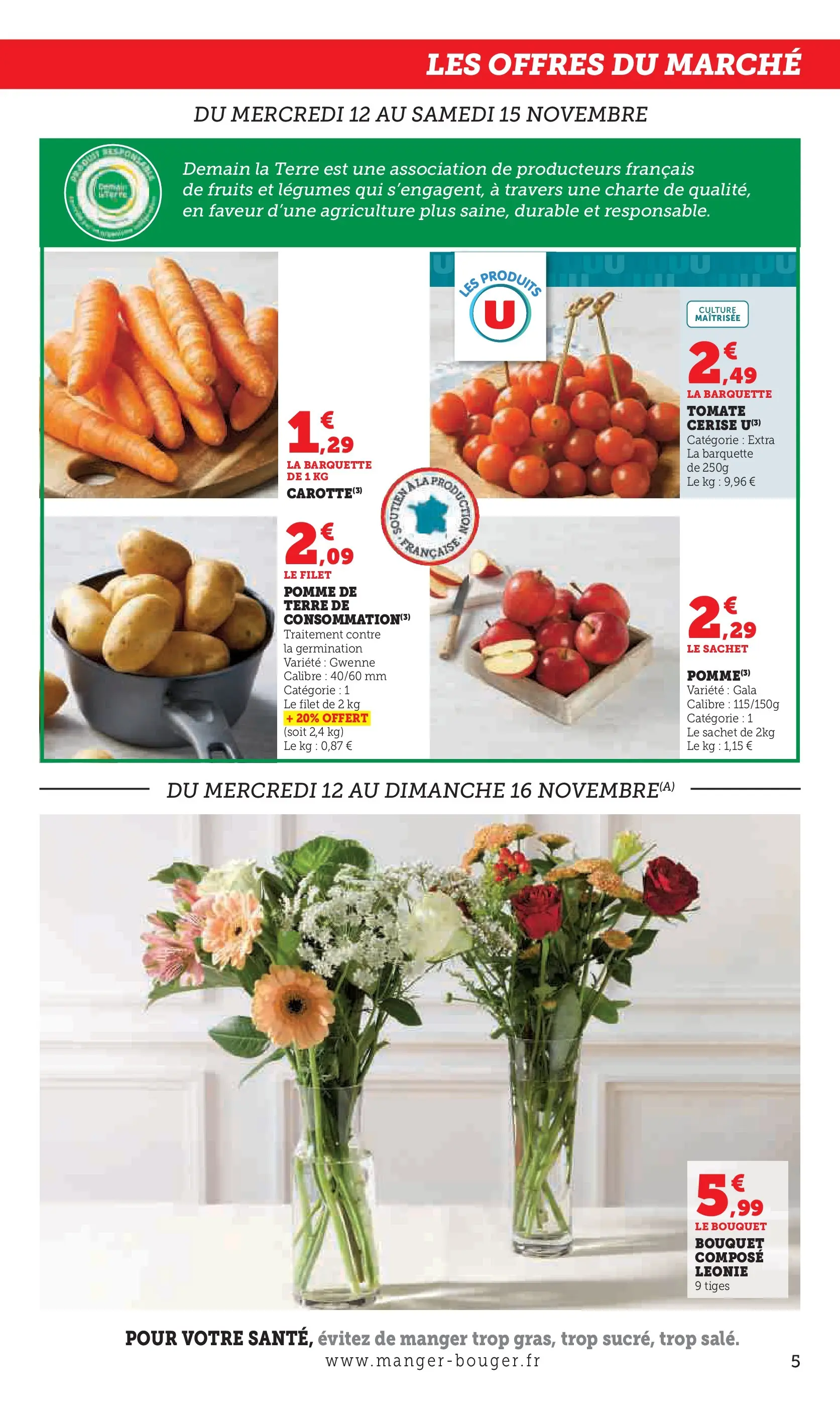 U Express - Le marché à prix bas ! à partir du 09/11/2025 - promo en ligne | Page: 5 | Produits: Pomme, Pomme de terre, Tomate cerise