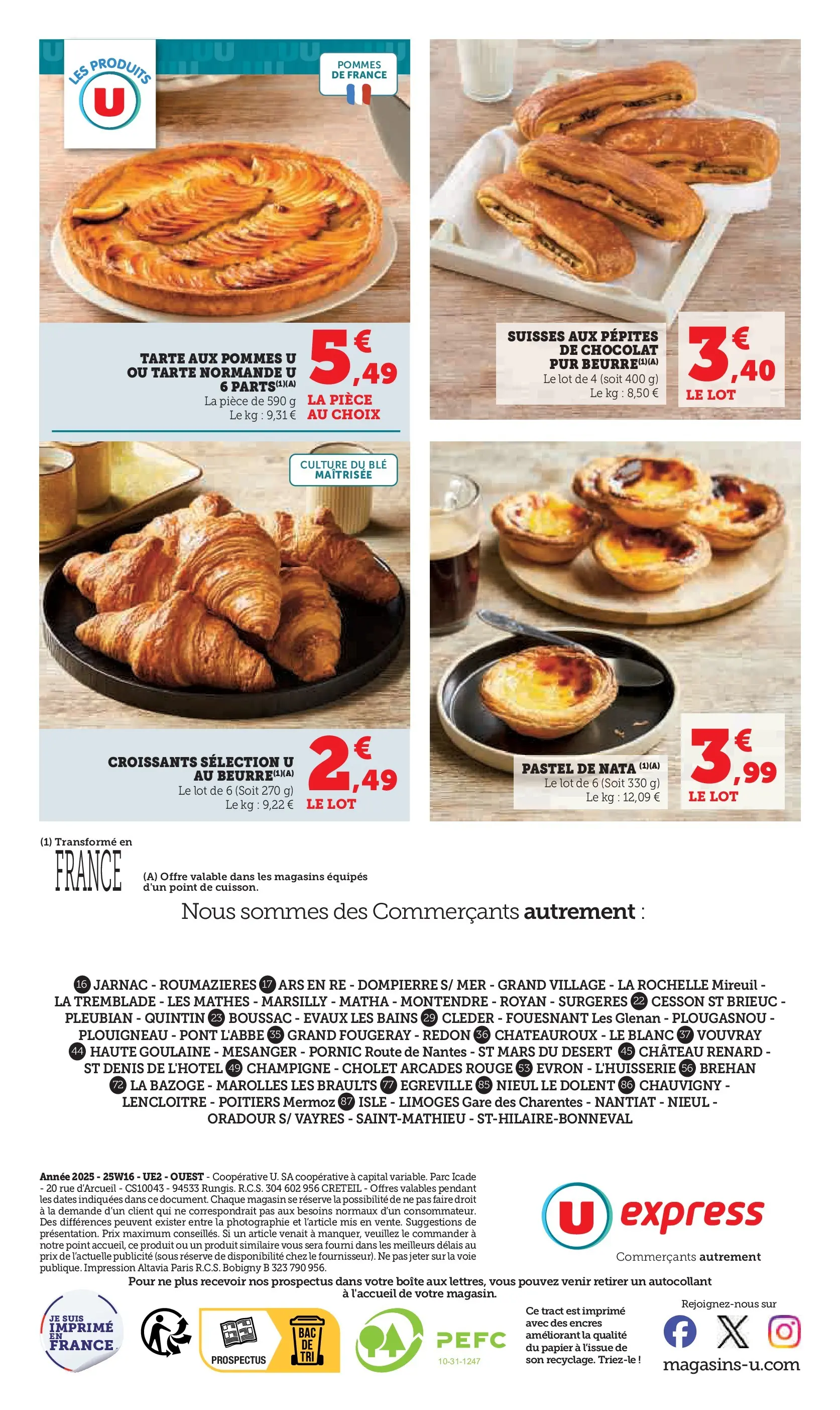 U Express - Le marché à prix bas ! à partir du 09/11/2025 - promo en ligne | Page: 6 | Produits: Pastel de nata, Chocolat, Pommes, Tarte aux pommes