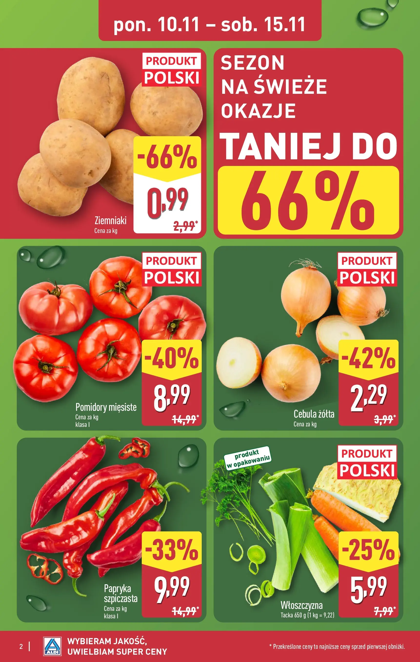 Aldi Gazetka od 10.11.2025 - Ulotka PDF, promocje | Strona: 2 | Produkty: Papryka, Pomidory, Ziemniaki