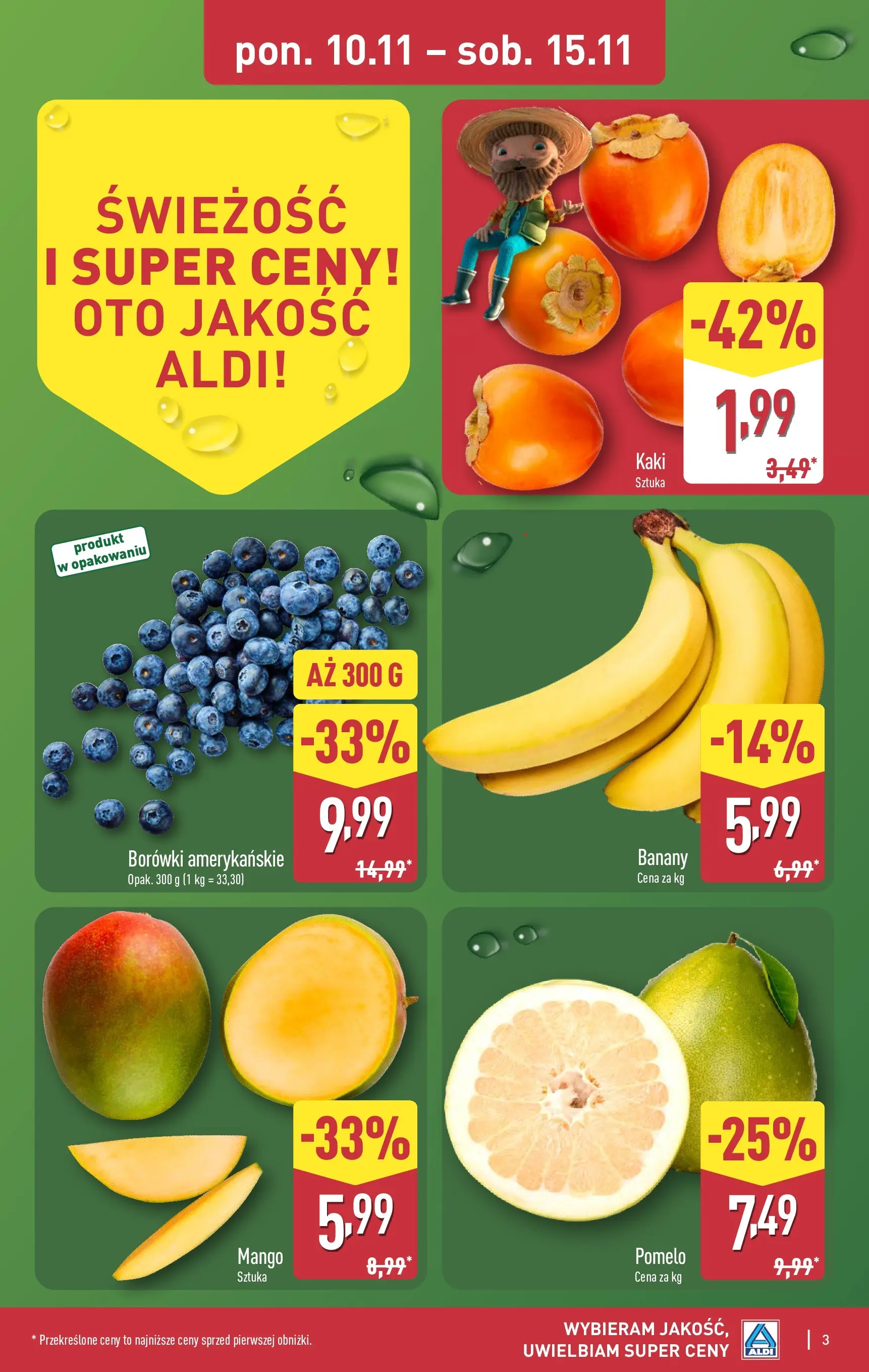 Aldi Gazetka od 10.11.2025 - Ulotka PDF, promocje | Strona: 3 | Produkty: Mango, Kaki, Pomelo, Banany