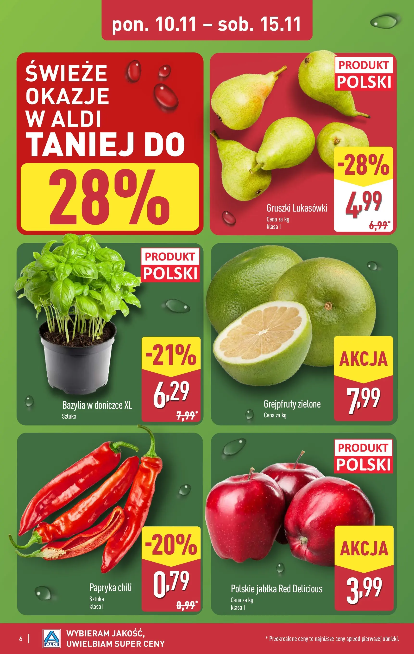 Aldi Gazetka od 10.11.2025 - Ulotka PDF, promocje | Strona: 6 | Produkty: Chili, Papryka, Bazylia, Jabłka