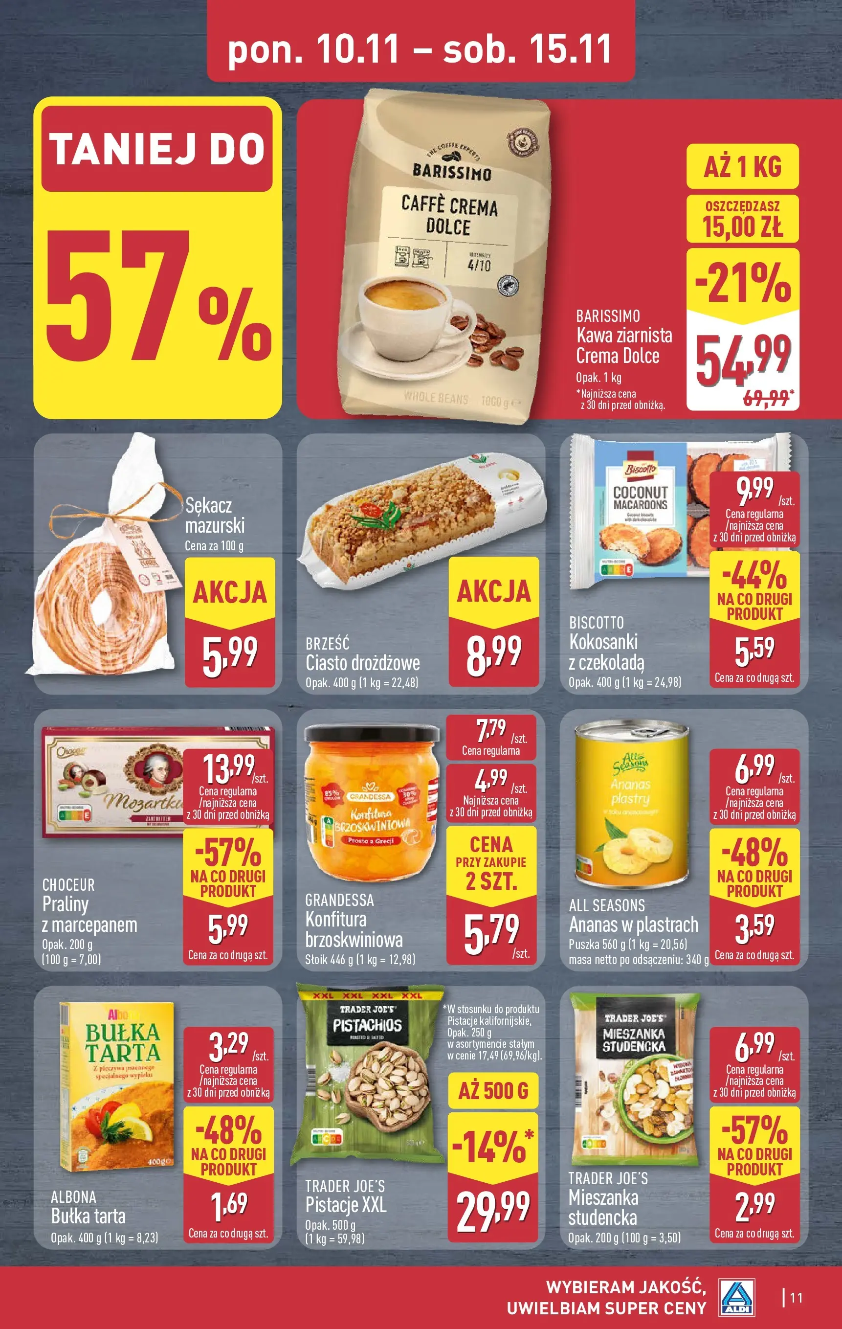 Aldi Gazetka od 10.11.2025 - Ulotka PDF, promocje | Strona: 11 | Produkty: Ciasto drożdżowe, Praliny, Ciasto, Bułka tarta
