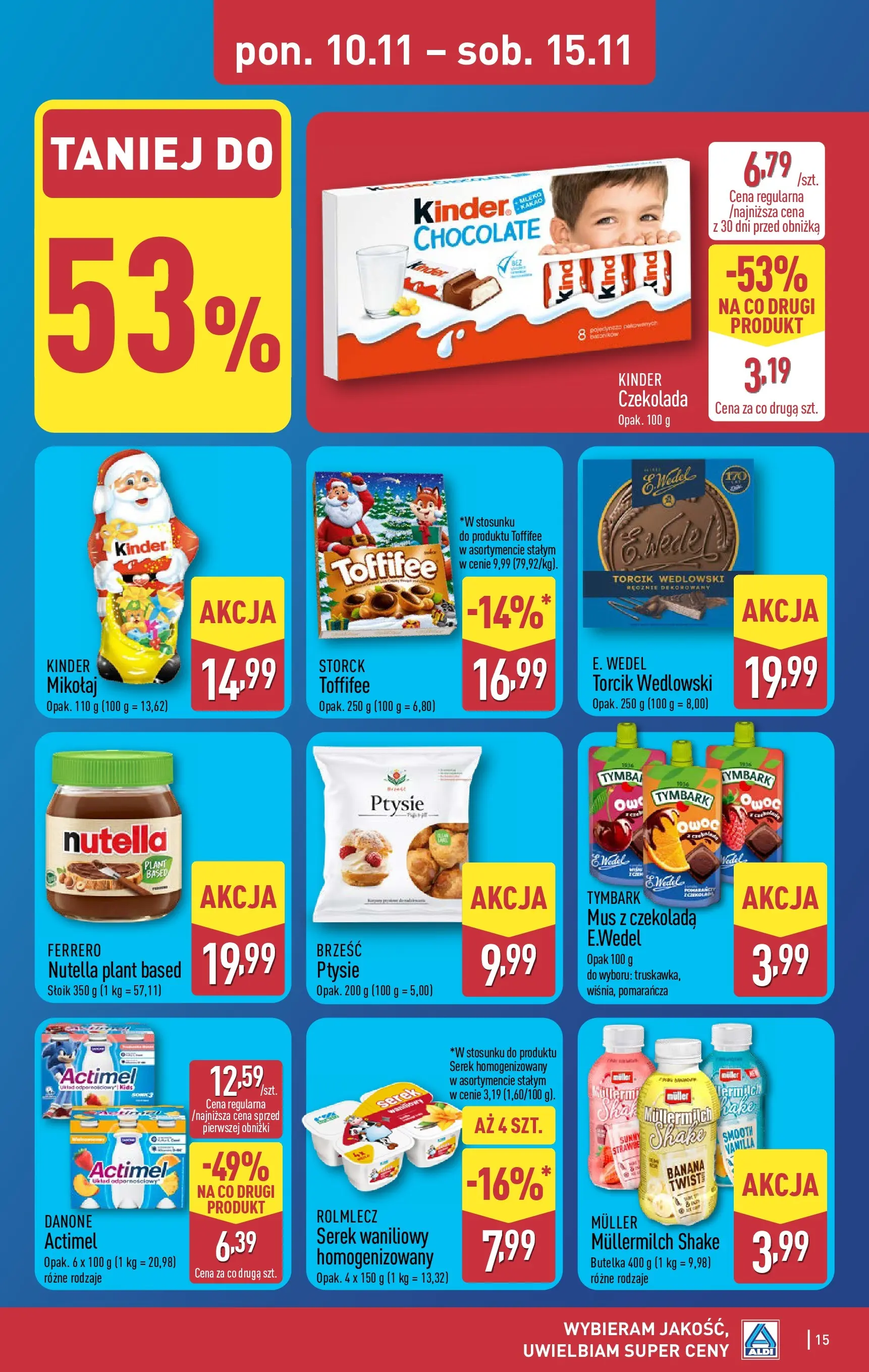 Aldi Gazetka od 10.11.2025 - Ulotka PDF, promocje | Strona: 15 | Produkty: Serek, Nutella, Toffifee, Czekolada