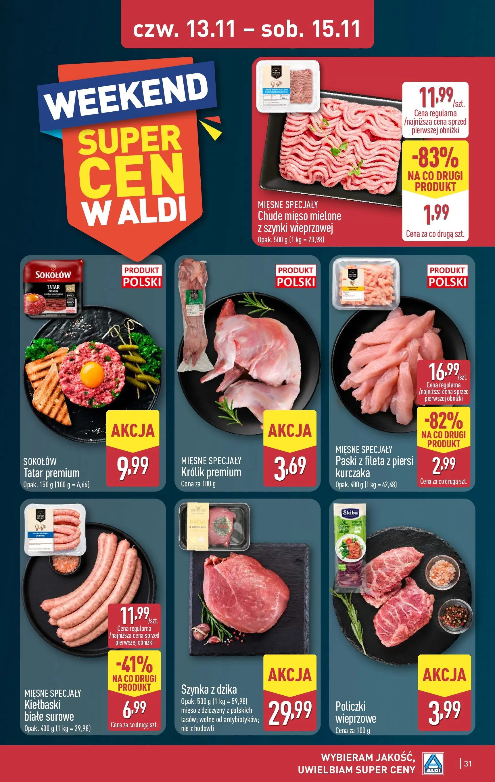 Aldi Gazetka od 10.11.2025 - Ulotka PDF, promocje | Strona: 31 | Produkty: Piersi, Kiełbaski, Szynka, Tatar