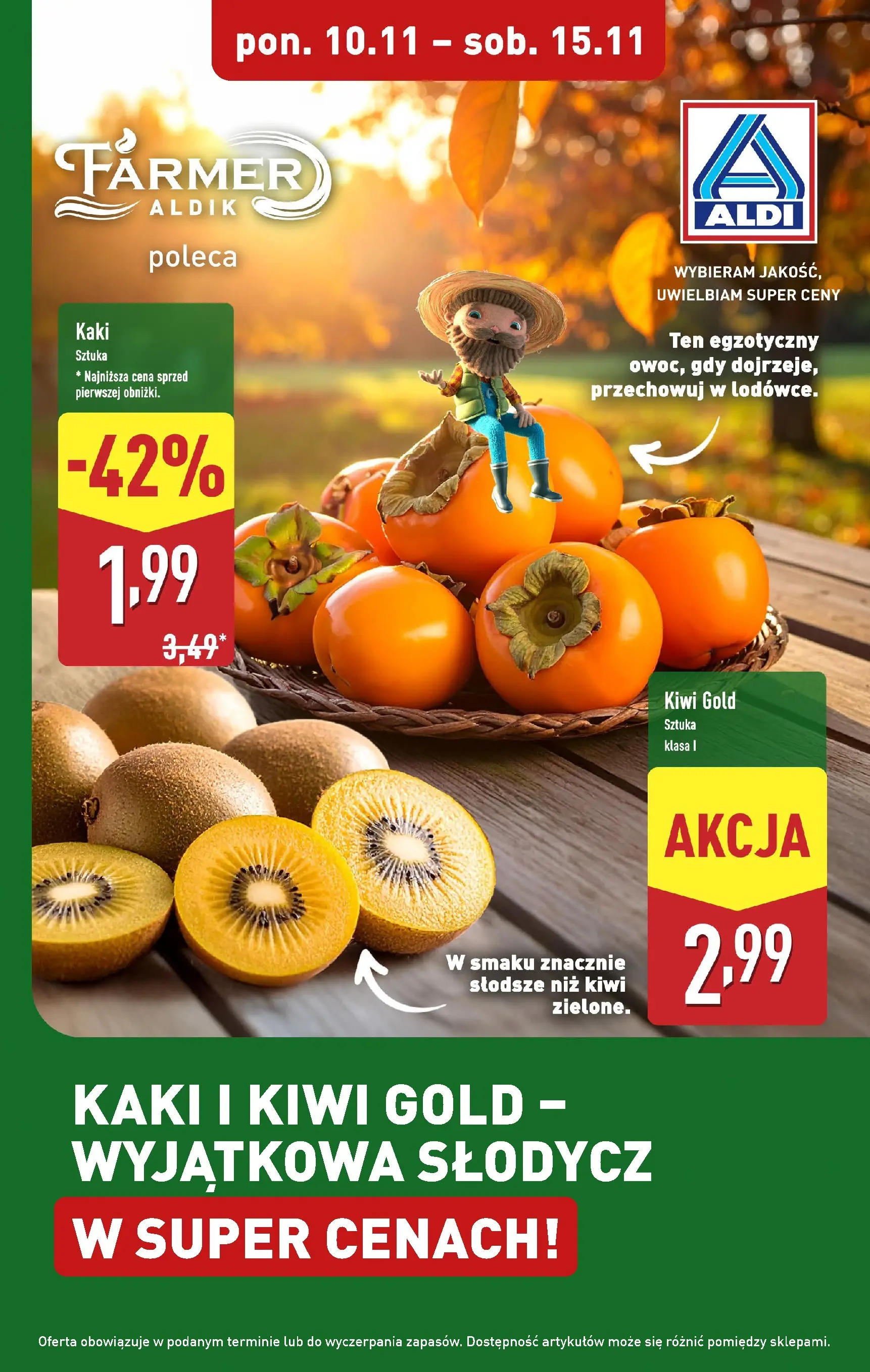 Aldi Gazetka - Kaki i kiwi  od 10.11.2025 - Ulotka PDF, promocje | Strona: 1 | Produkty: Kaki, Kiwi