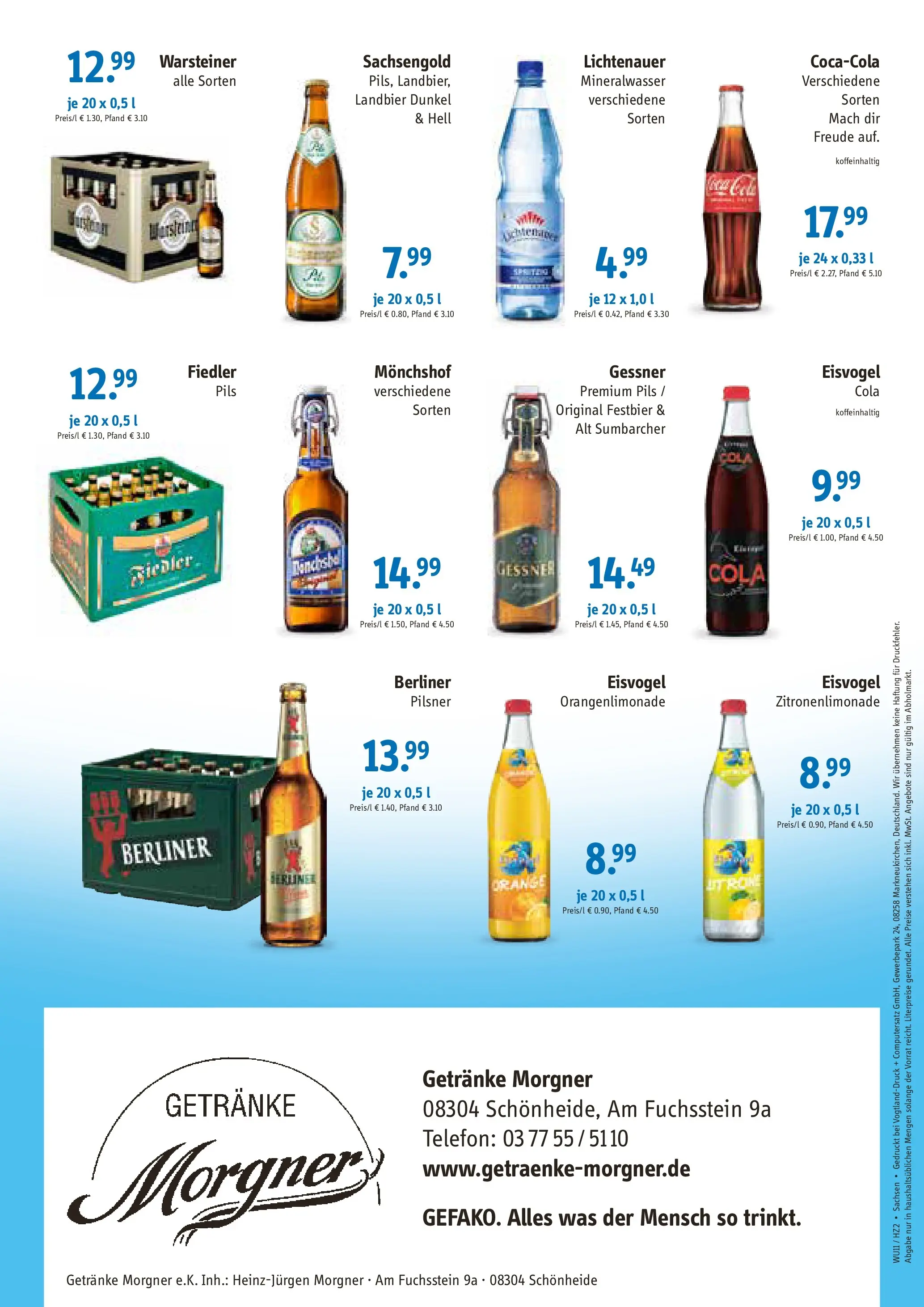 Entdecke - Getränke Morgner: Angebote (ab 09.11.2025) zum Blättern | Seite: 2 | Produkte: Cola, Mineralwasser, Warsteiner, Telefon