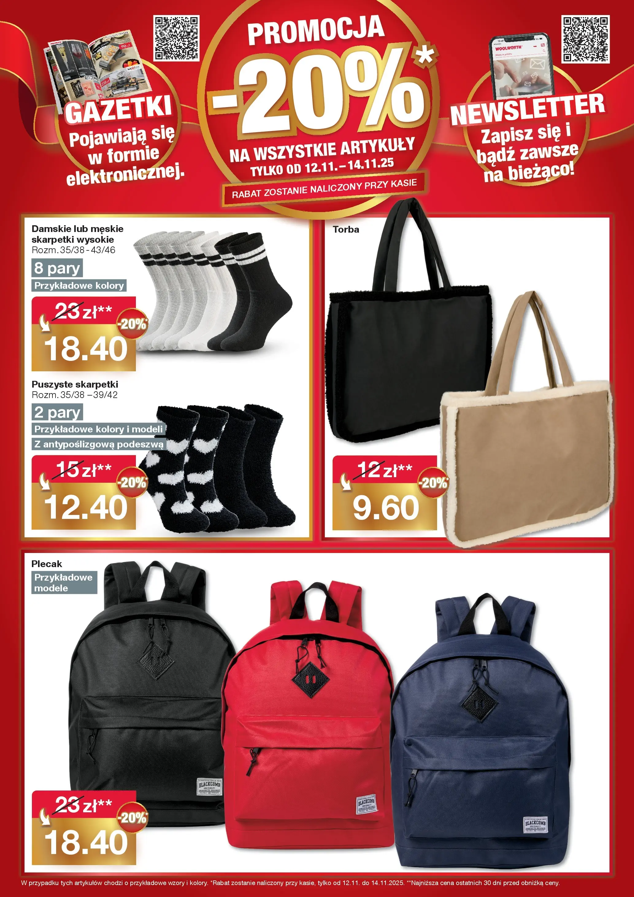 Woolworth Gazetka - Już w Zielona Góra od (12.11.2025 - 14.11.2025) | Strona: 4 | Produkty: Plecak, Skarpetki, Torba