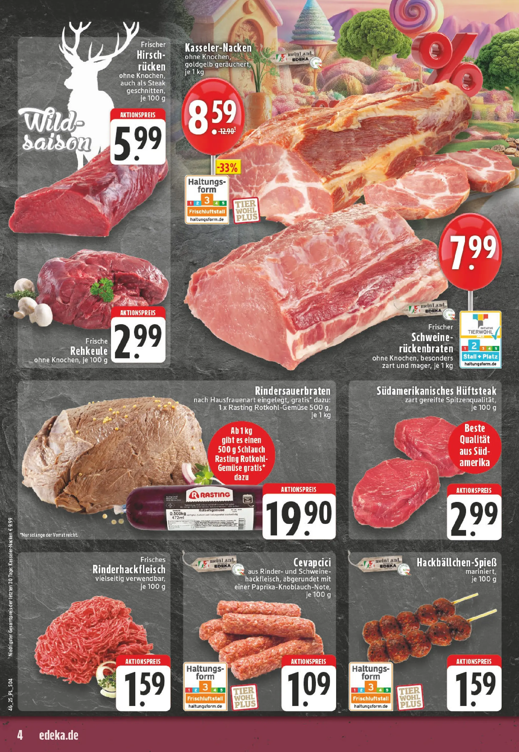 Edeka prospekt Eschweiler-Dürwiß	 (ab 09.11.2025) » Angebote Online | Seite: 4 | Produkte: Rotkohl, Cevapcici, Gemüse, Steak