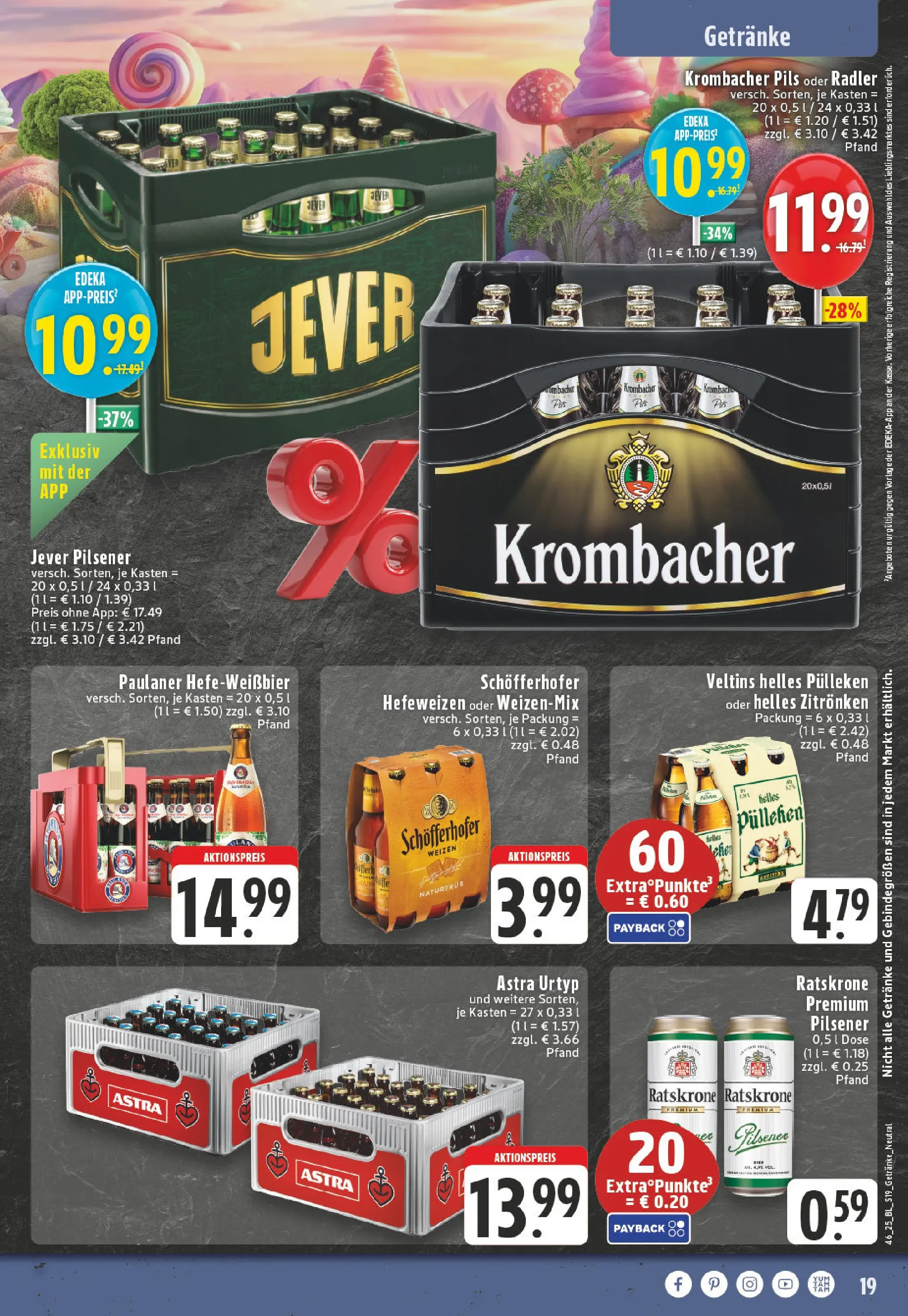 Edeka prospekt Winterberg-Zueschen	 (ab 10.11.2025) » Angebote Online | Seite: 19 | Produkte: Helles pulleken, Pils, Radler, Krombacher