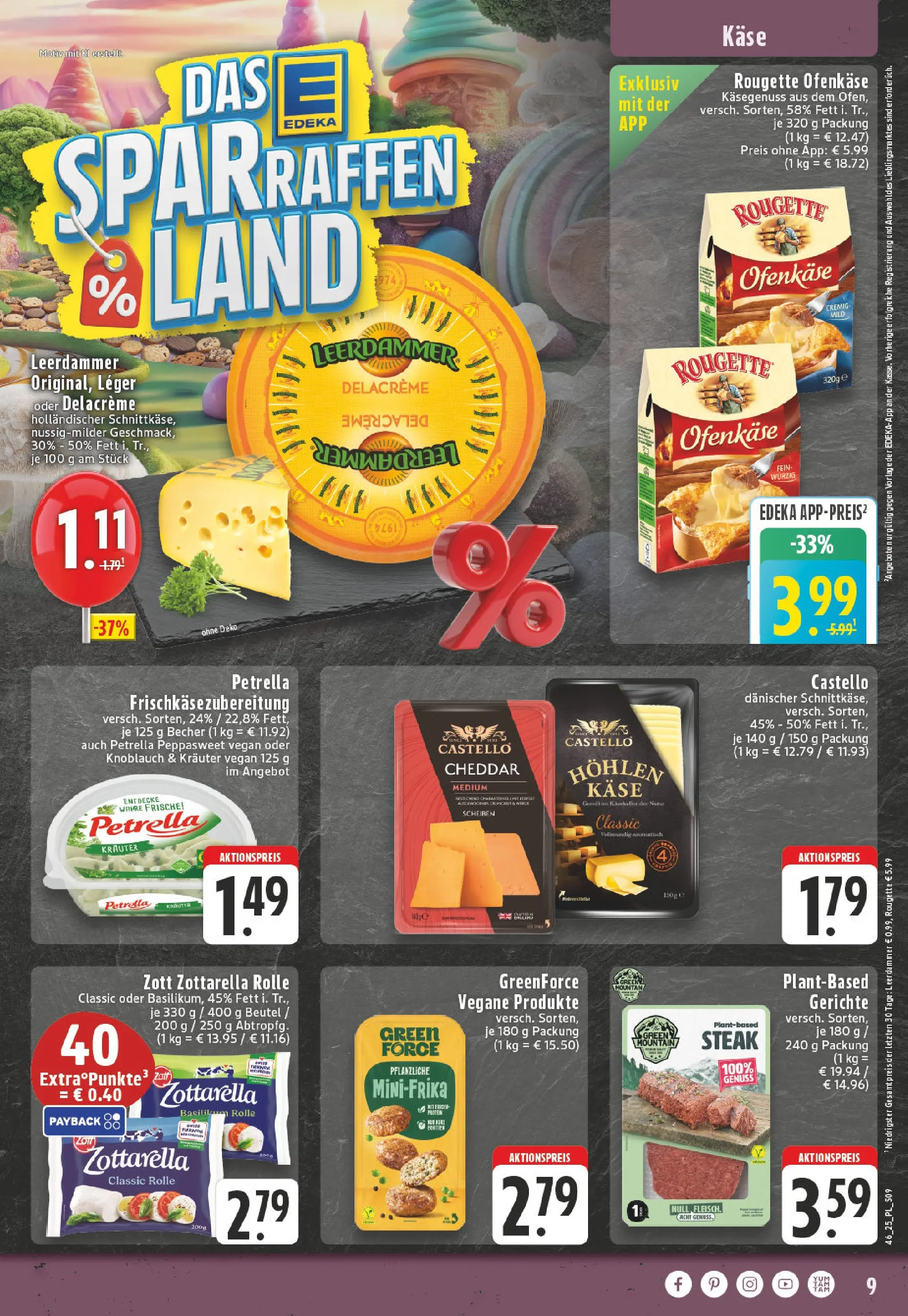 Edeka prospekt Eschweiler-Dürwiß	 (ab 09.11.2025) » Angebote Online | Seite: 9 | Produkte: Käse, Rougette ofenkase, Leerdammer, Steak