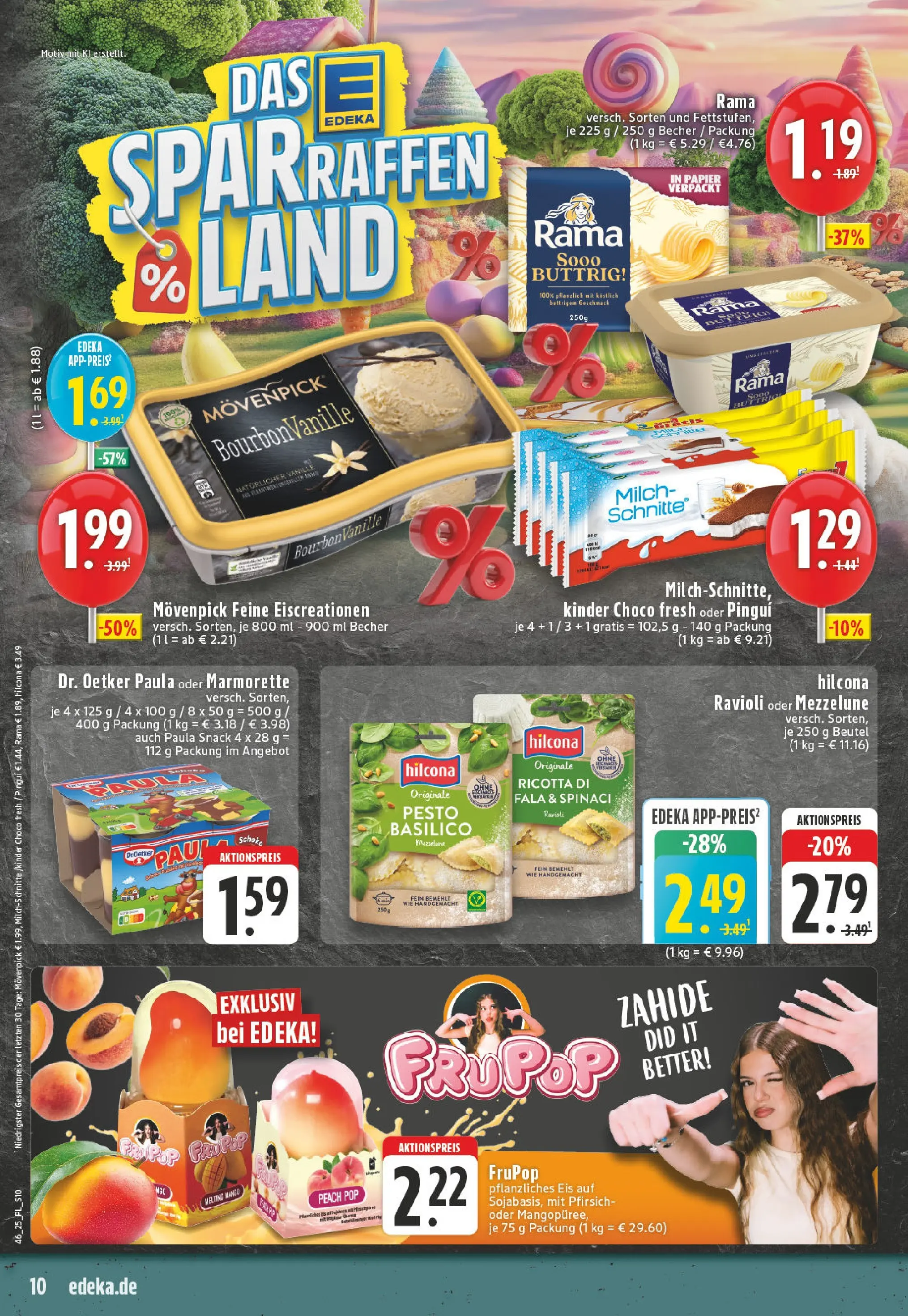 Edeka prospekt Eschweiler-Dürwiß	 (ab 09.11.2025) » Angebote Online | Seite: 10 | Produkte: Milch, Pfirsich, Pasta, Eis