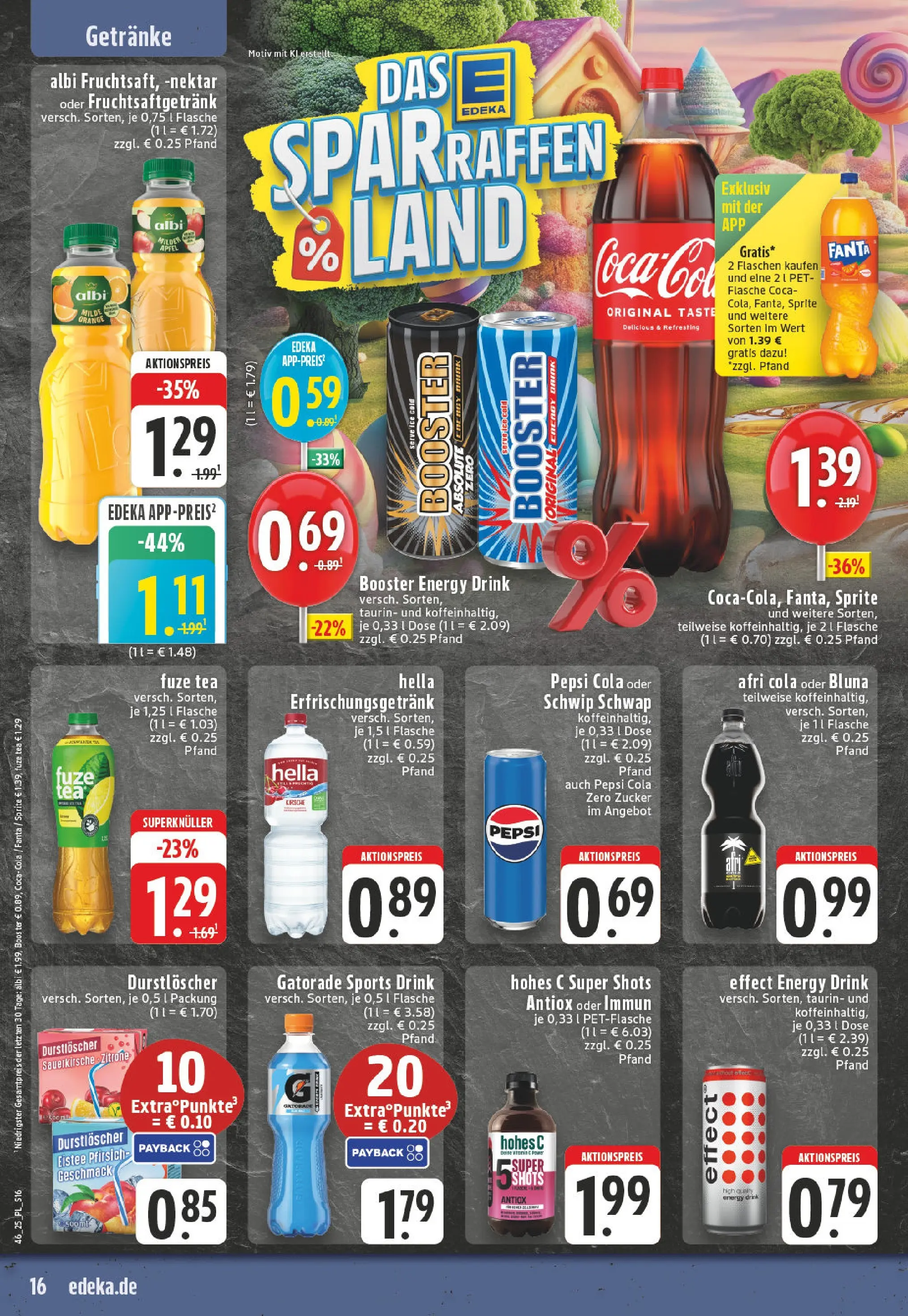 Edeka prospekt Eschweiler-Dürwiß	 (ab 09.11.2025) » Angebote Online | Seite: 16 | Produkte: Durstloscher, Sprite, Cola, Pfirsich