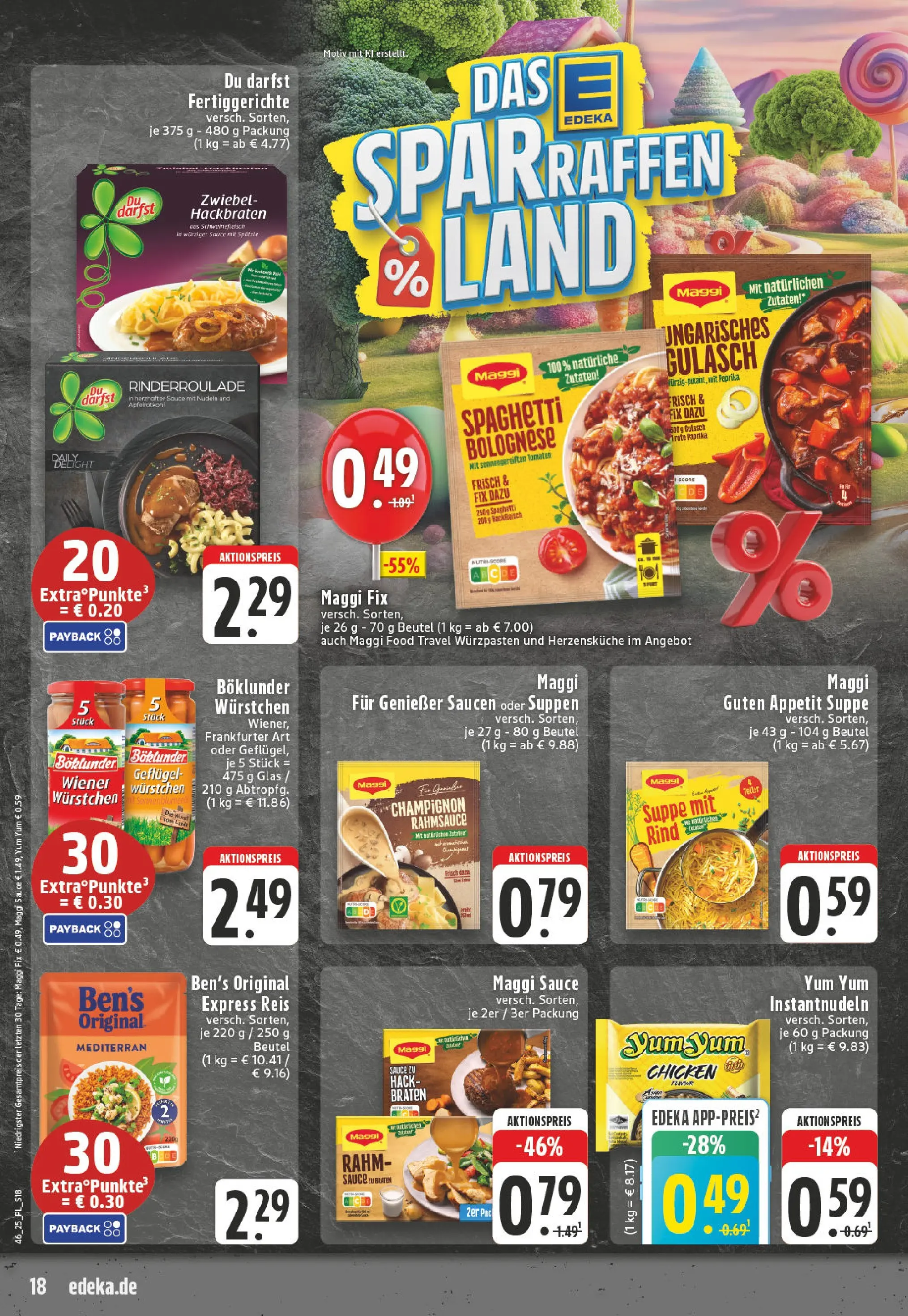 Edeka prospekt Eschweiler-Dürwiß	 (ab 09.11.2025) » Angebote Online | Seite: 18 | Produkte: Maggi, Gulasch, Fertiggerichte, Reis