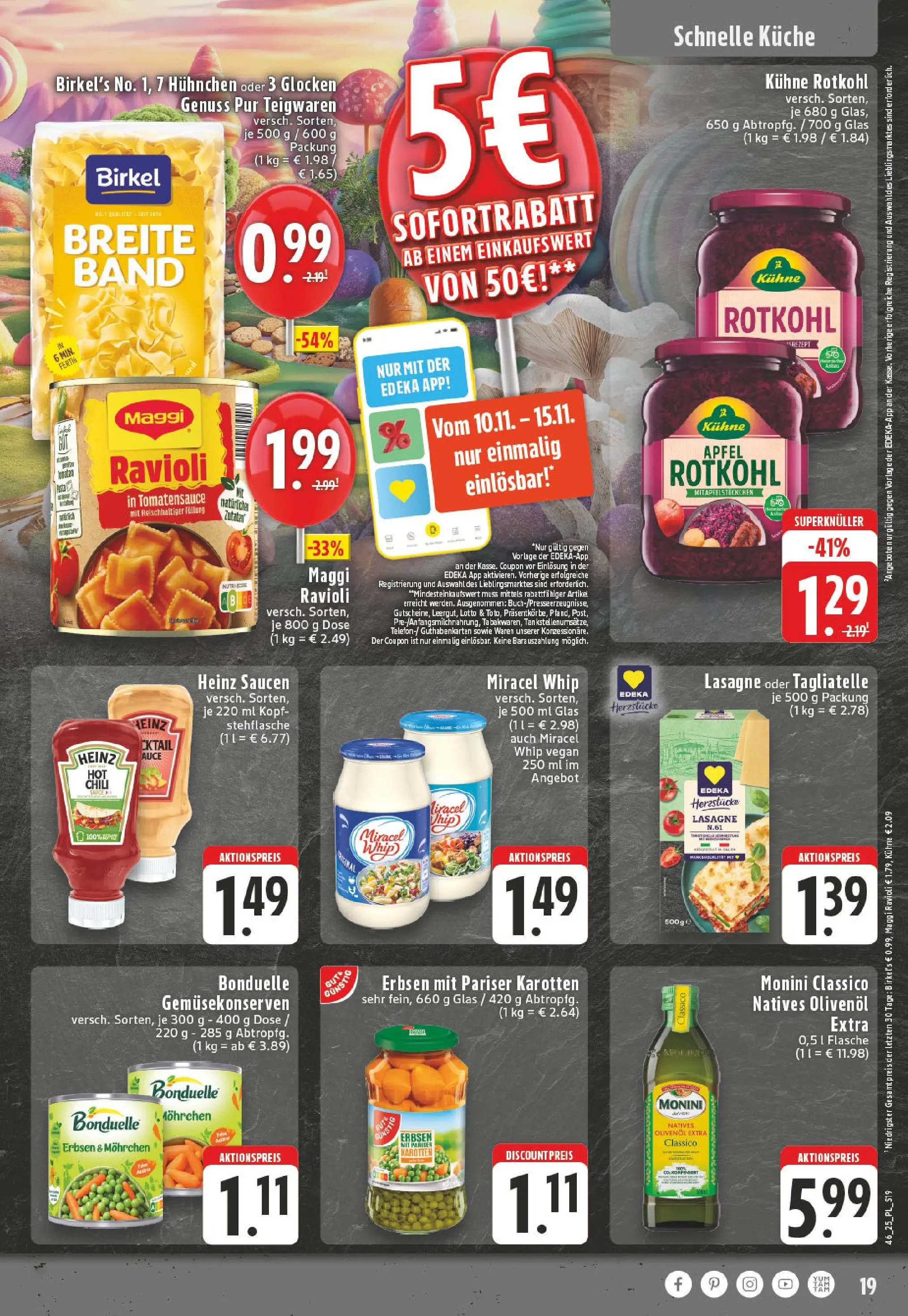 Edeka prospekt Eschweiler-Dürwiß	 (ab 09.11.2025) » Angebote Online | Seite: 19 | Produkte: Küche, Dressing, Miracel whip, Erbsen