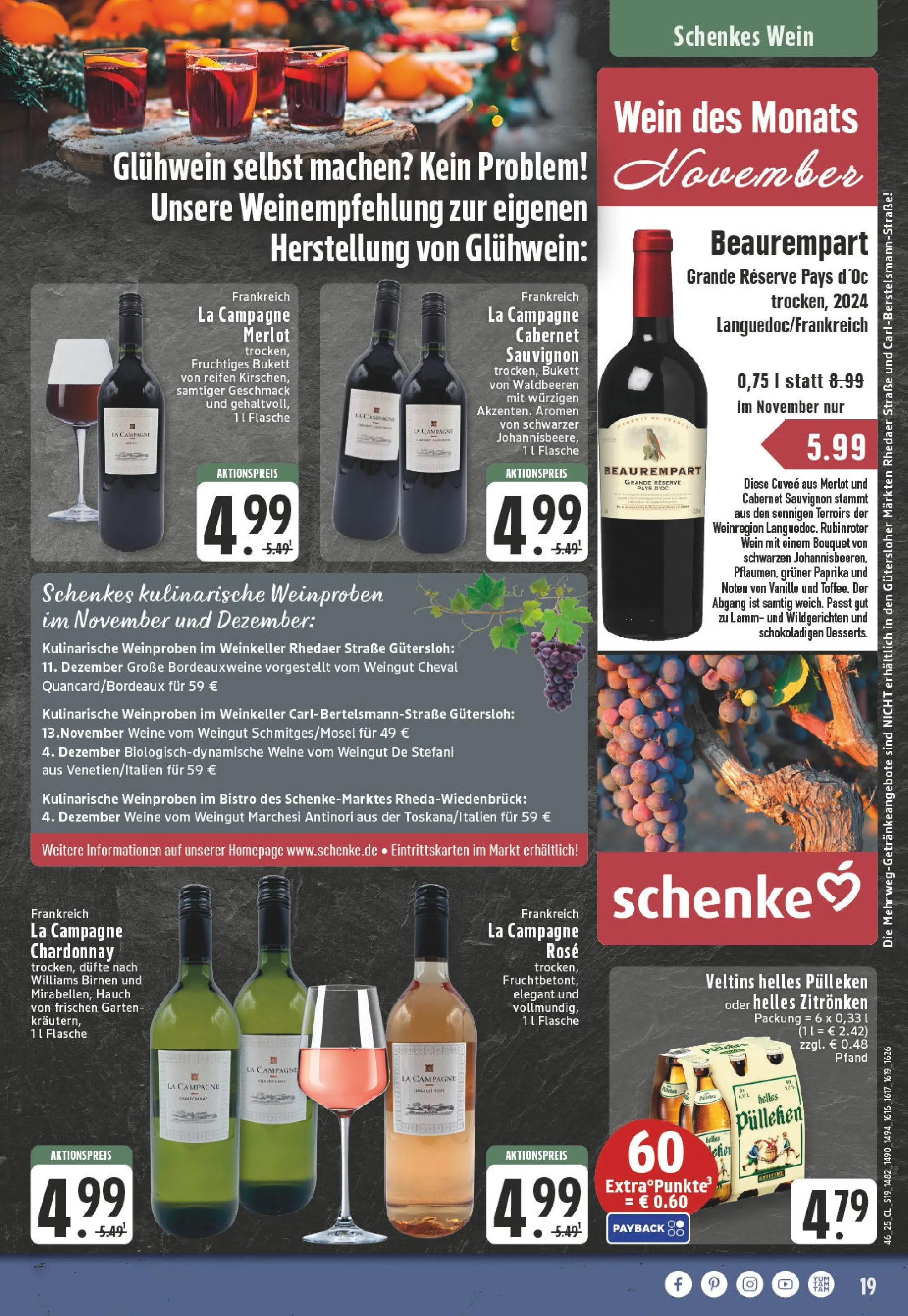 Edeka prospekt Harsewinkel	 (ab 10.11.2025) » Angebote Online | Seite: 19 | Produkte: Helles pulleken, Merlot, Paprika, Wein
