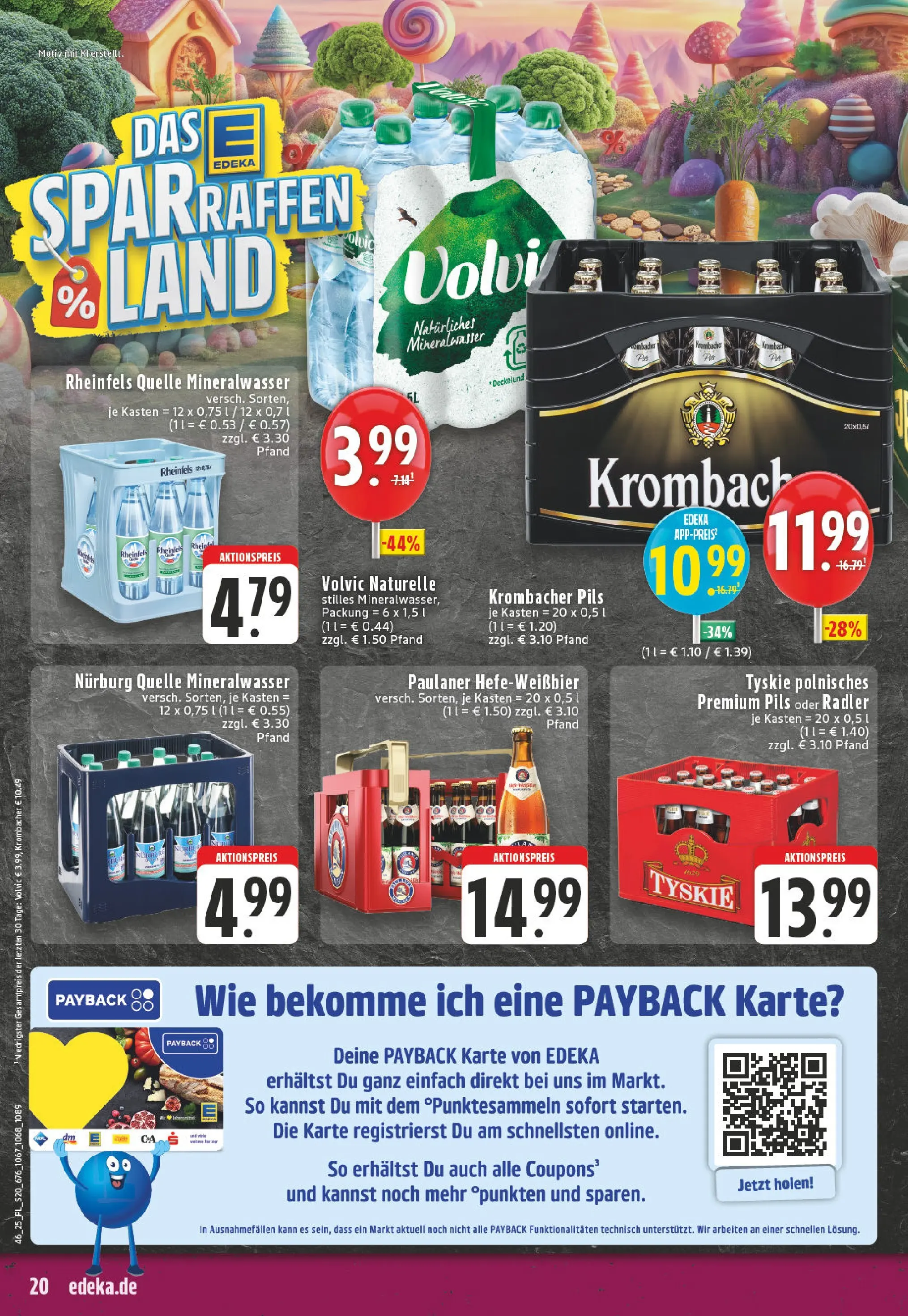 Edeka prospekt Linnich	 (ab 09.11.2025) » Angebote Online | Seite: 20 | Produkte: Krombacher, Volvic, Paulaner, Rheinfels quelle