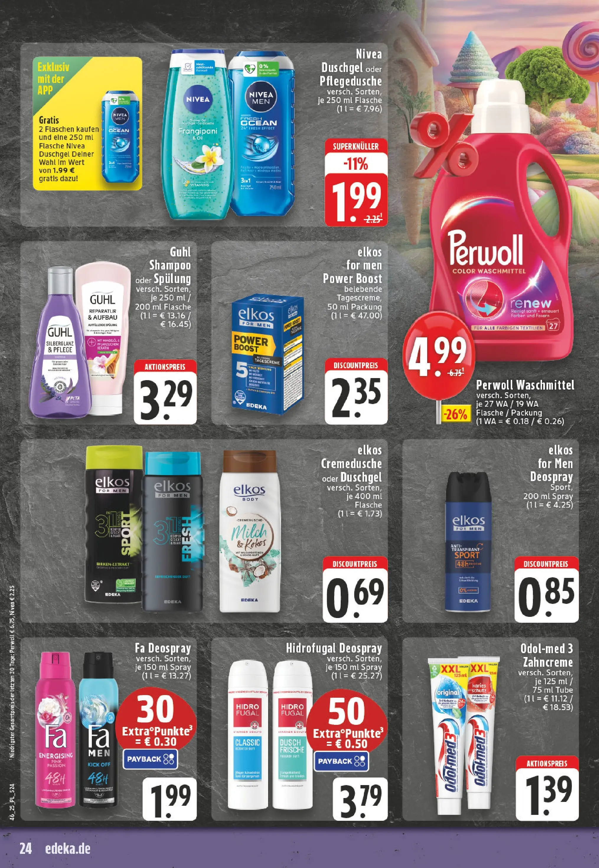 Edeka prospekt Eschweiler-Dürwiß	 (ab 09.11.2025) » Angebote Online | Seite: 24 | Produkte: Milch, Waschmittel, Shower Gel, Deospray