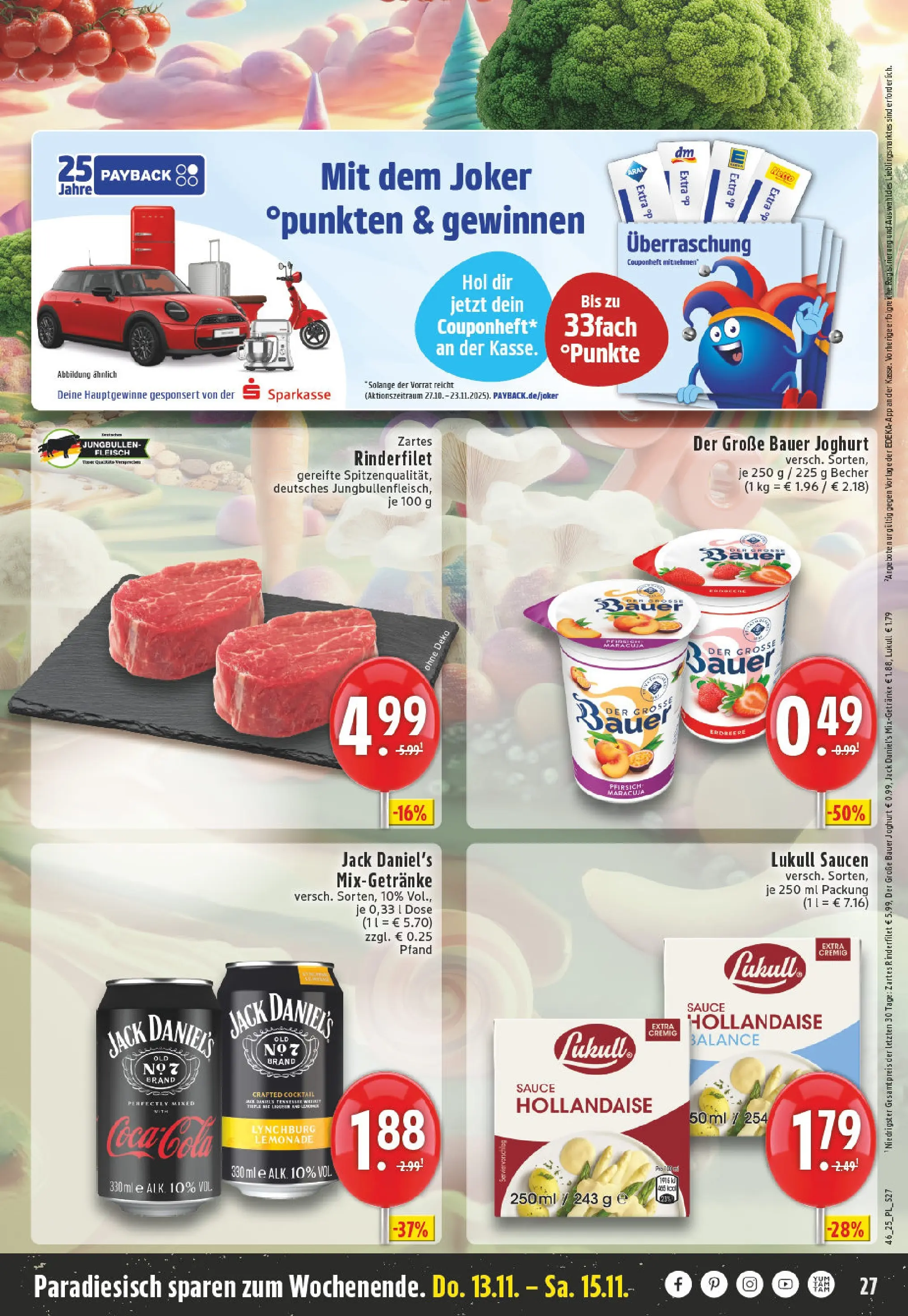 Edeka prospekt Eschweiler-Dürwiß	 (ab 09.11.2025) » Angebote Online | Seite: 27 | Produkte: Joghurt, Rinderfilet, Jack Daniel's, Fleisch