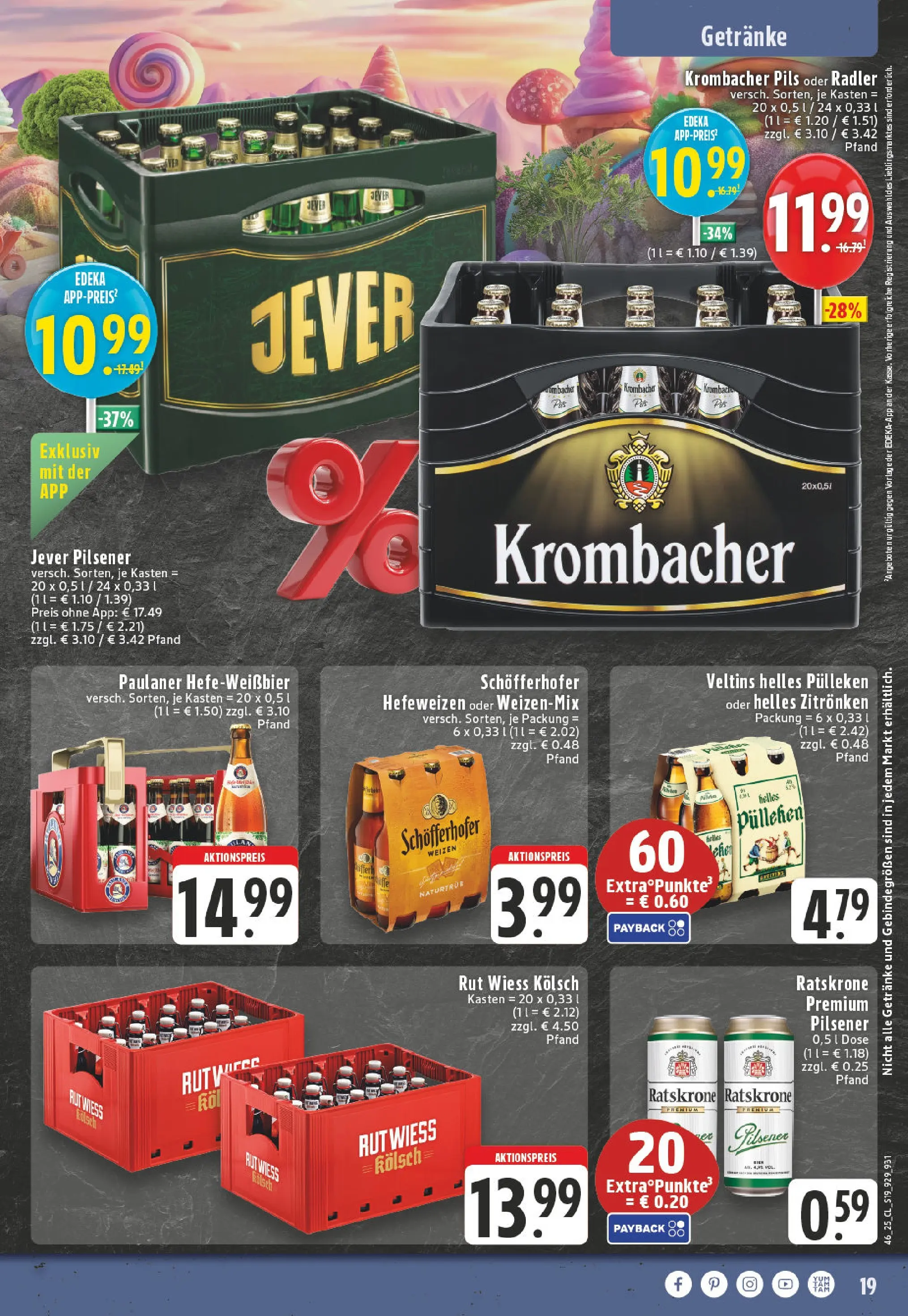 Edeka prospekt Bonn	 (ab 10.11.2025) » Angebote Online | Seite: 19 | Produkte: Pils, Radler, Krombacher, Paulaner