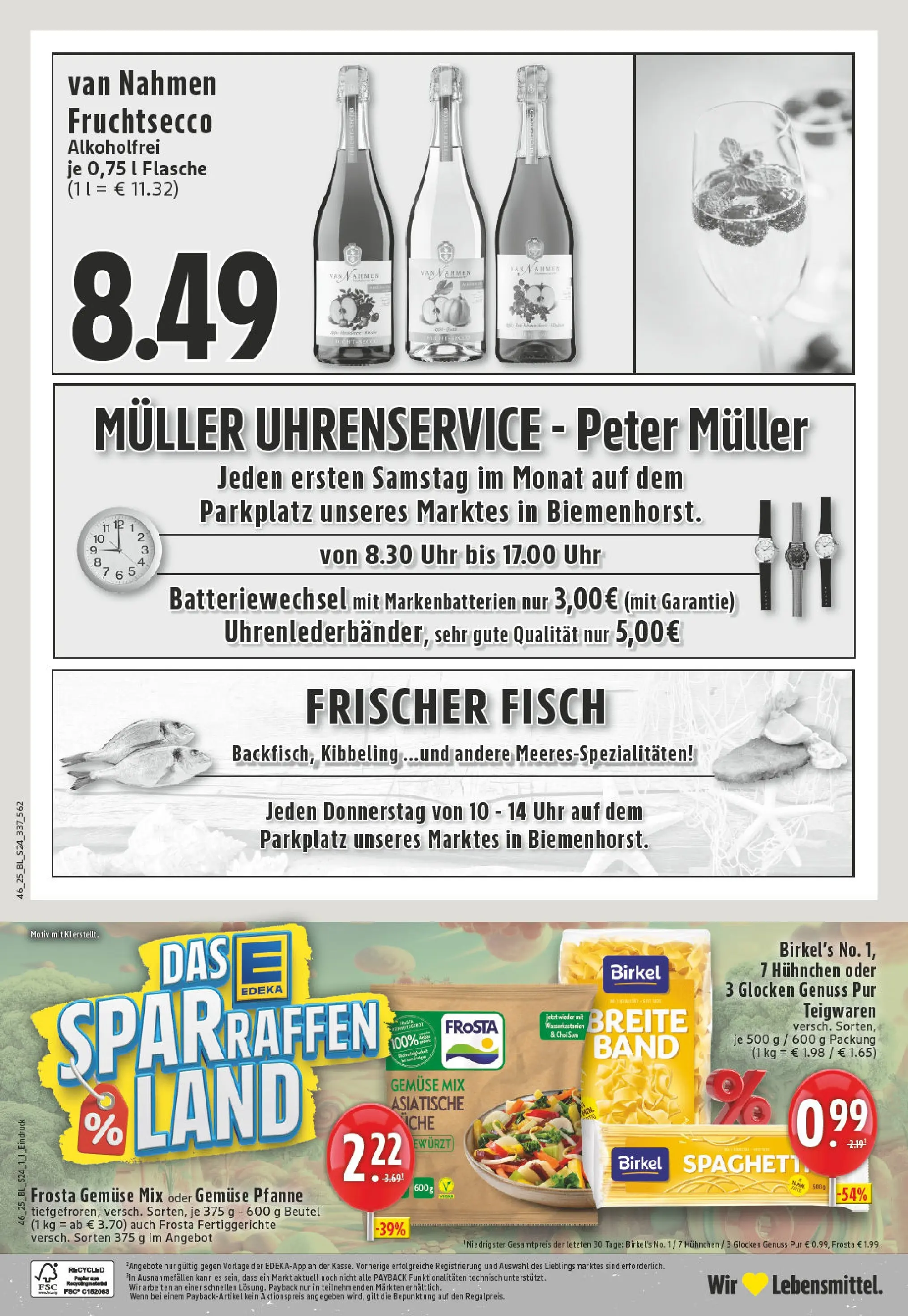 Edeka prospekt Bocholt	 (ab 09.11.2025) » Angebote Online | Seite: 24 | Produkte: Fruchtsecco, Gemüse, Pasta, Uhr