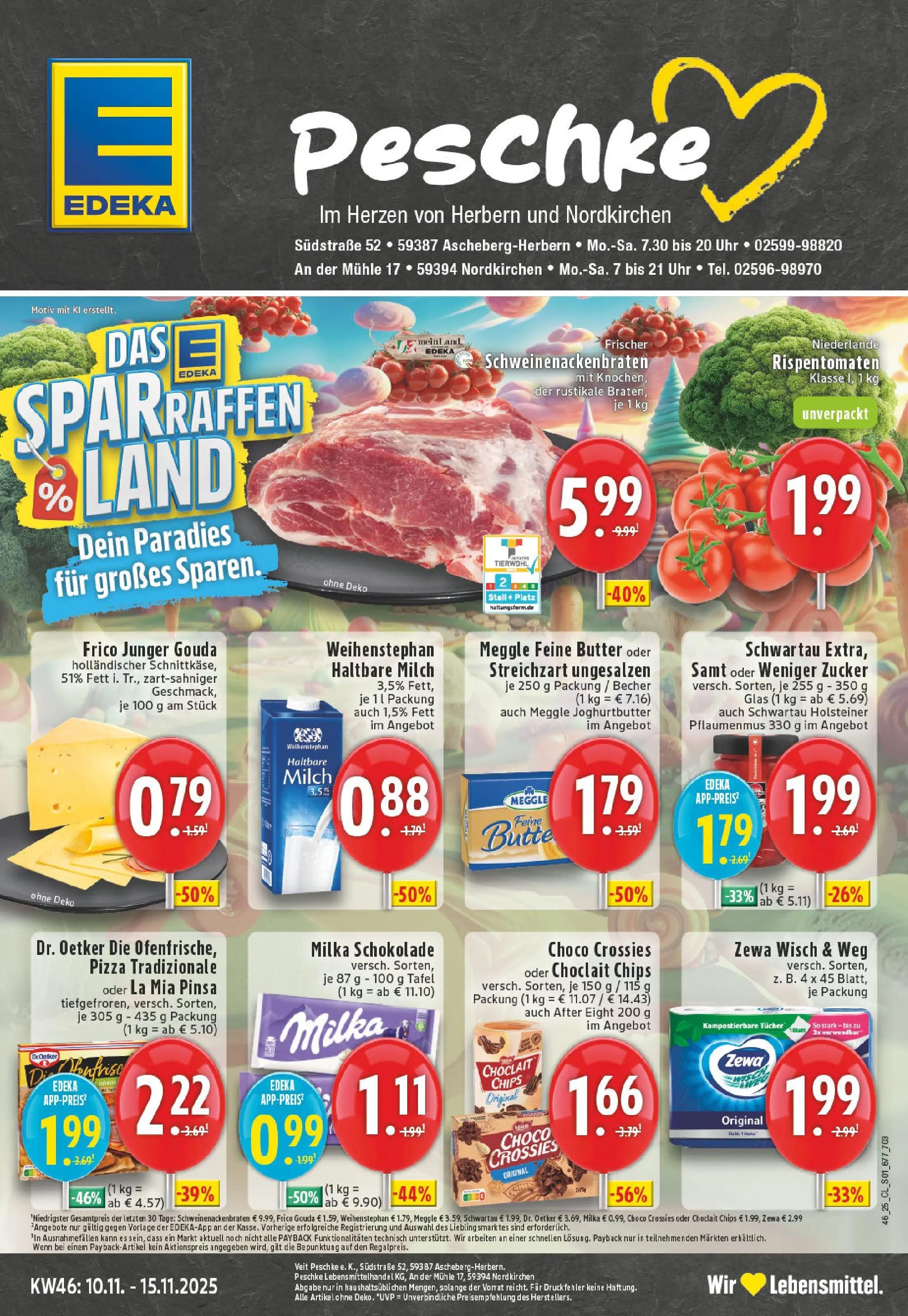 Edeka prospekt Ascheberg-Herbern	 (ab 09.11.2025) » Angebote Online | Seite: 1 | Produkte: Milch, Schokolade, Haltbare milch, Pizza