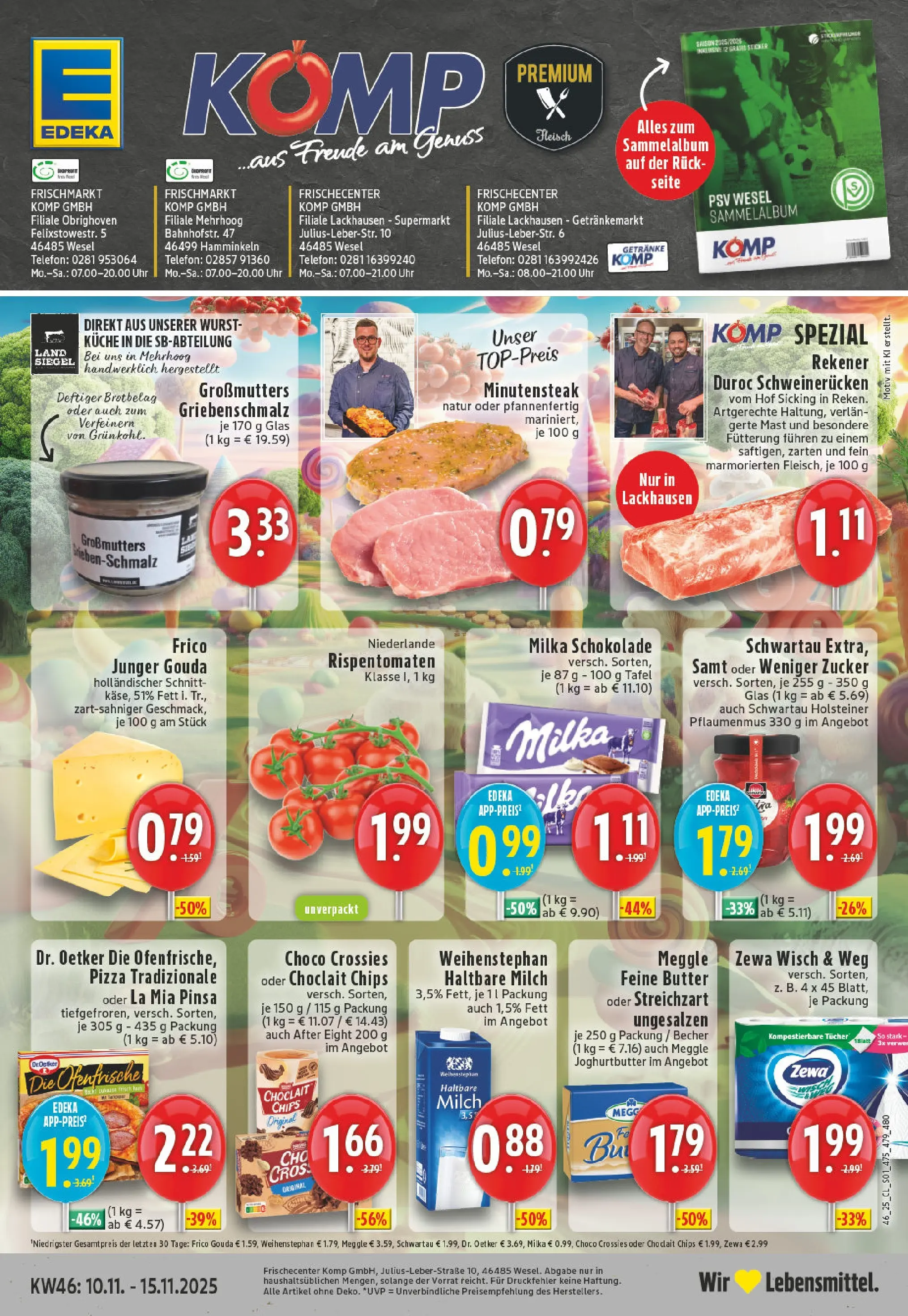 Edeka prospekt Wesel-Obrighoven	 (ab 09.11.2025) » Angebote Online | Seite: 1 | Produkte: Butter, Zewa, Schweinerucken, Pizza