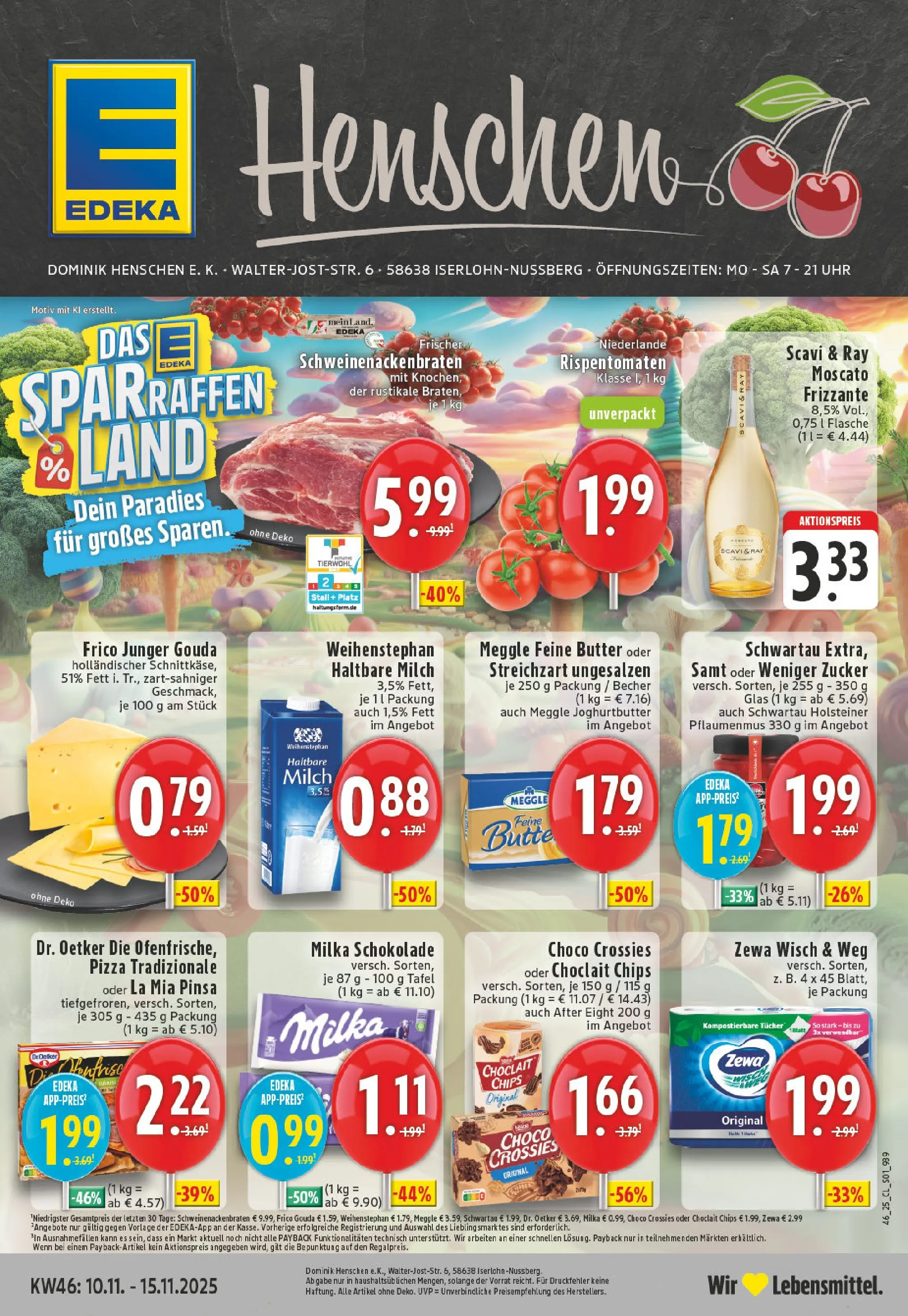 Edeka prospekt Iserlohn	 (ab 10.11.2025) » Angebote Online | Seite: 1 | Produkte: Milch, Butter, Schokolade, Zucker