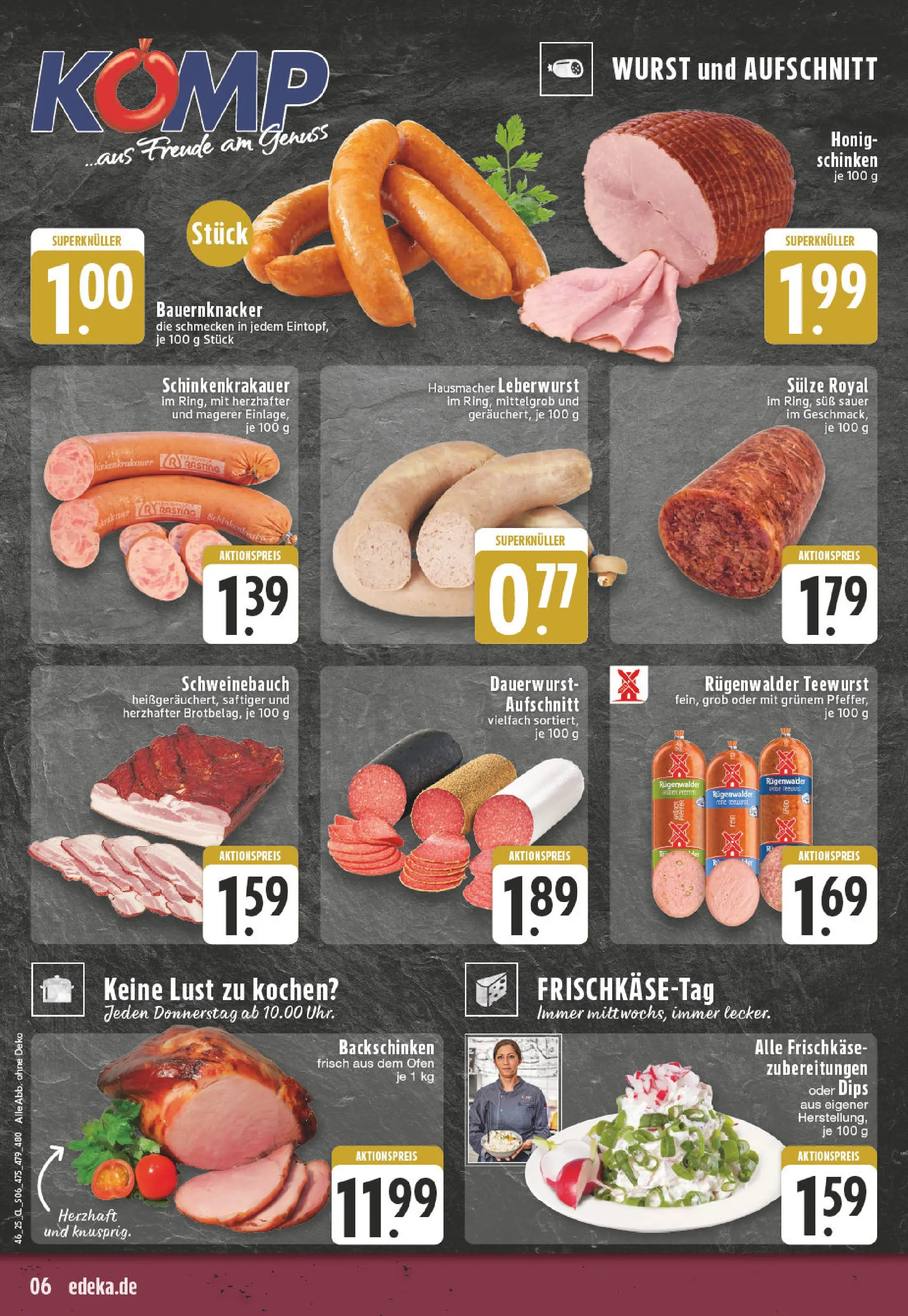 Edeka prospekt Wesel-Obrighoven	 (ab 09.11.2025) » Angebote Online | Seite: 6 | Produkte: Ofen, Schweinebauch, Wurst, Frischkase