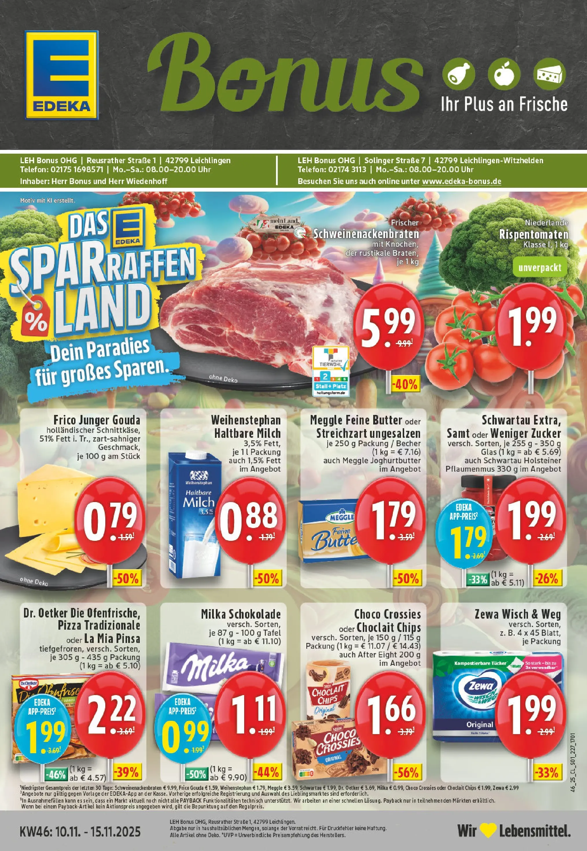 Edeka prospekt Leichlingen-Witzhelden	 (ab 09.11.2025) » Angebote Online | Seite: 1 | Produkte: Schokolade, Milka, Pizza, Uhr