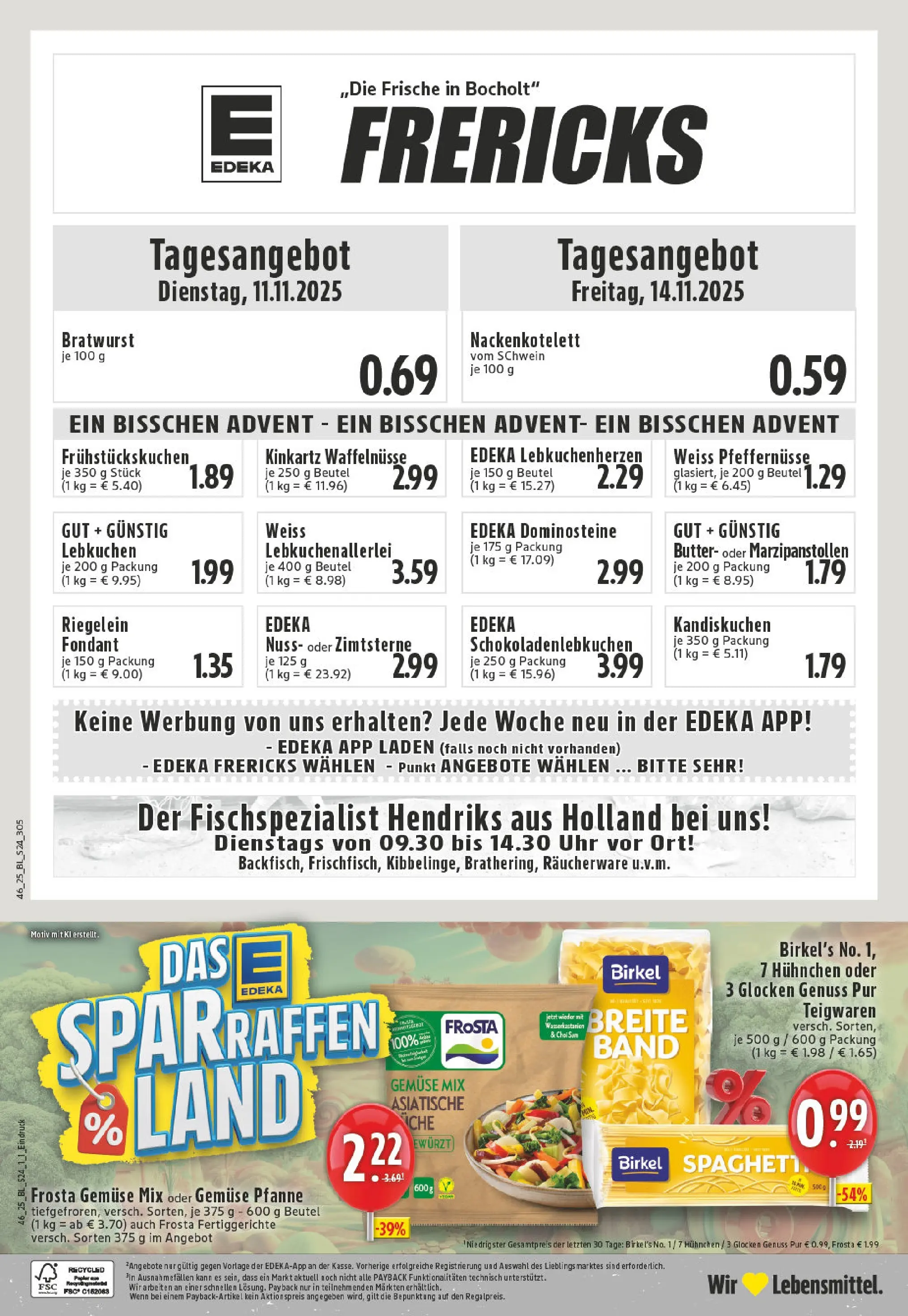 Edeka prospekt Bocholt	 (ab 09.11.2025) » Angebote Online | Seite: 24 | Produkte: Butter, Frosta, Gemüse, Uhr