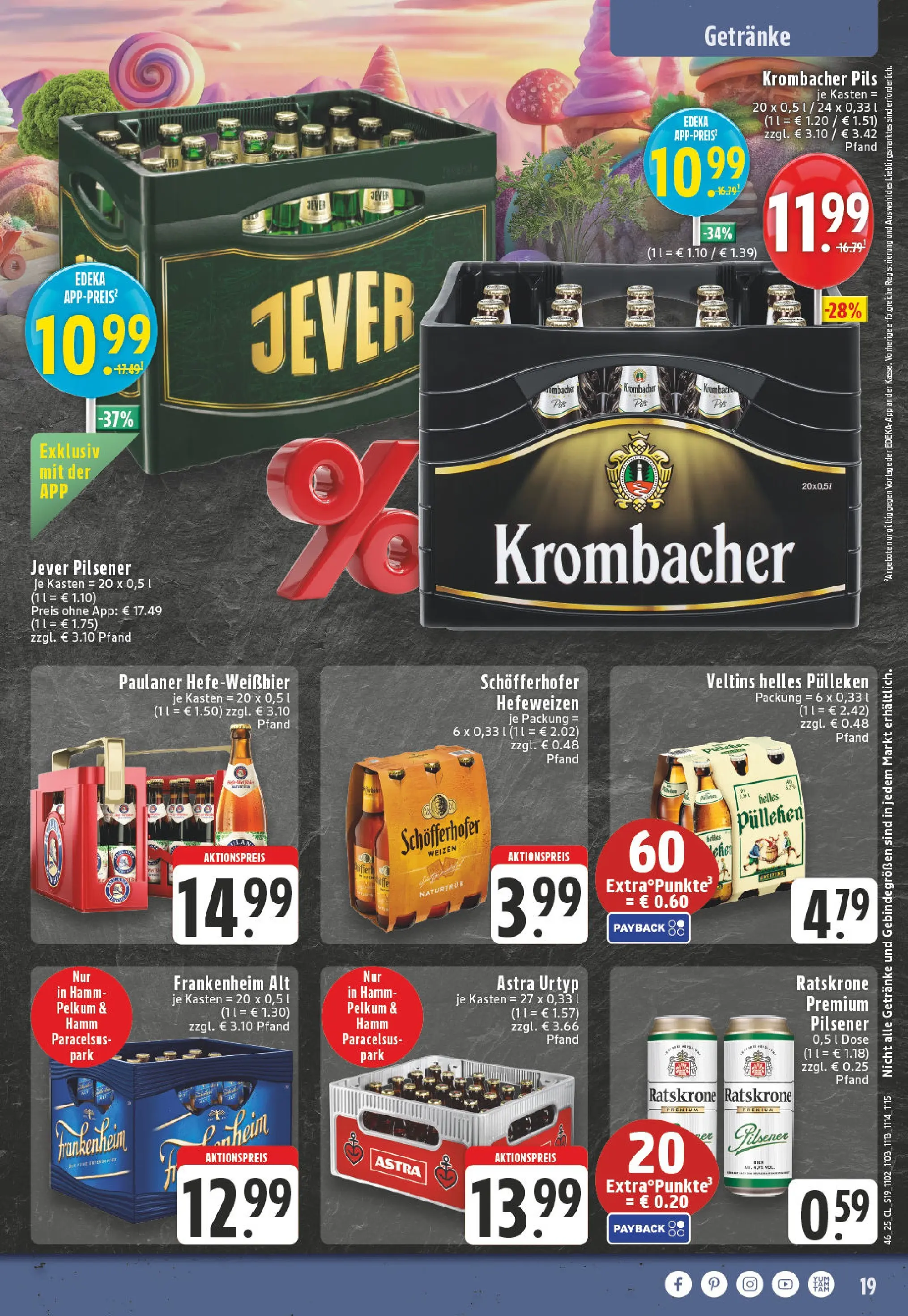 Edeka prospekt Hamm	 (ab 09.11.2025) » Angebote Online | Seite: 19 | Produkte: Helles pulleken, Astra, Krombacher, Veltins