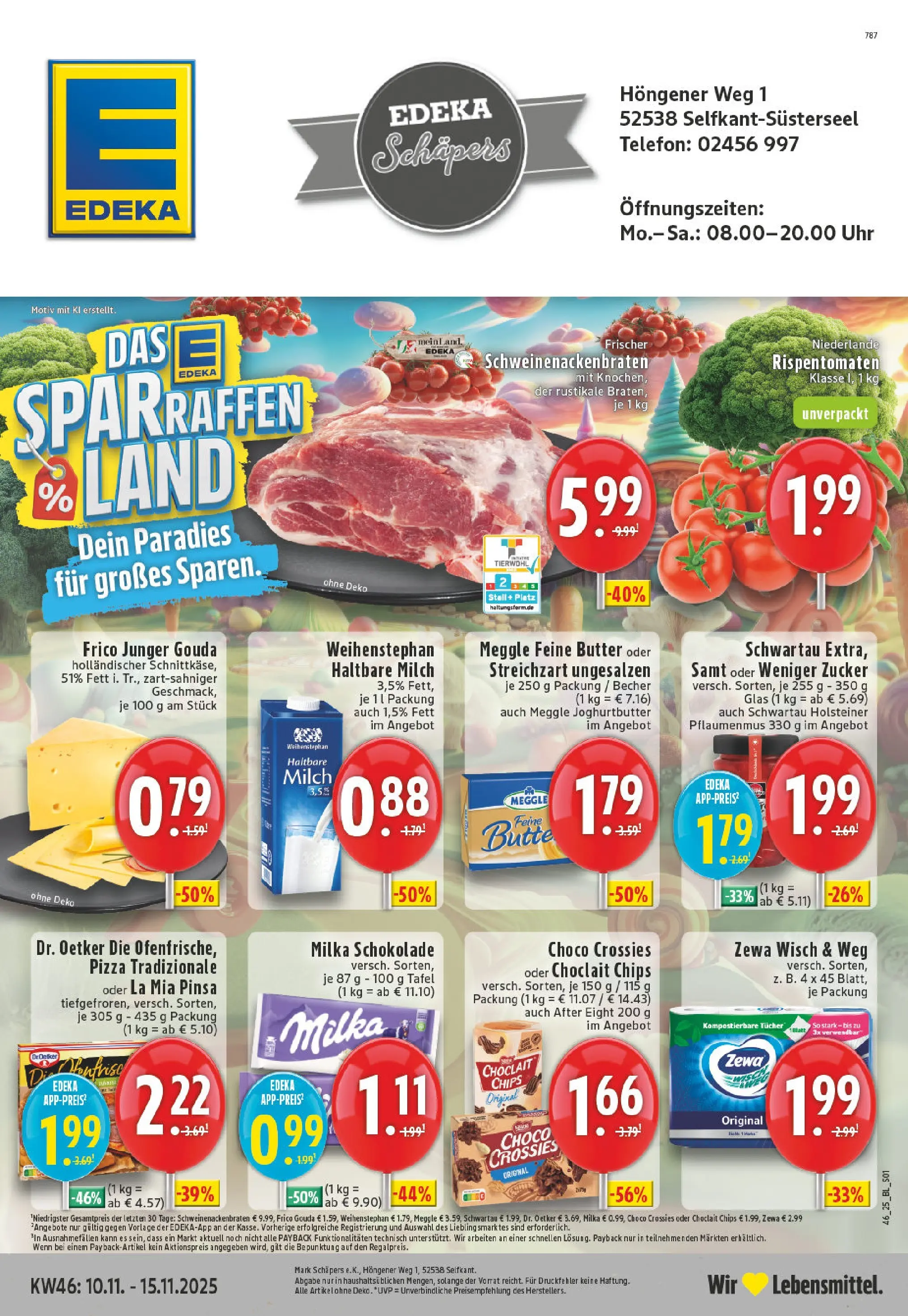 Edeka prospekt Selfkant-Wehr	 (ab 10.11.2025) » Angebote Online | Seite: 1 | Produkte: Milch, Gouda, Zucker, Telefon