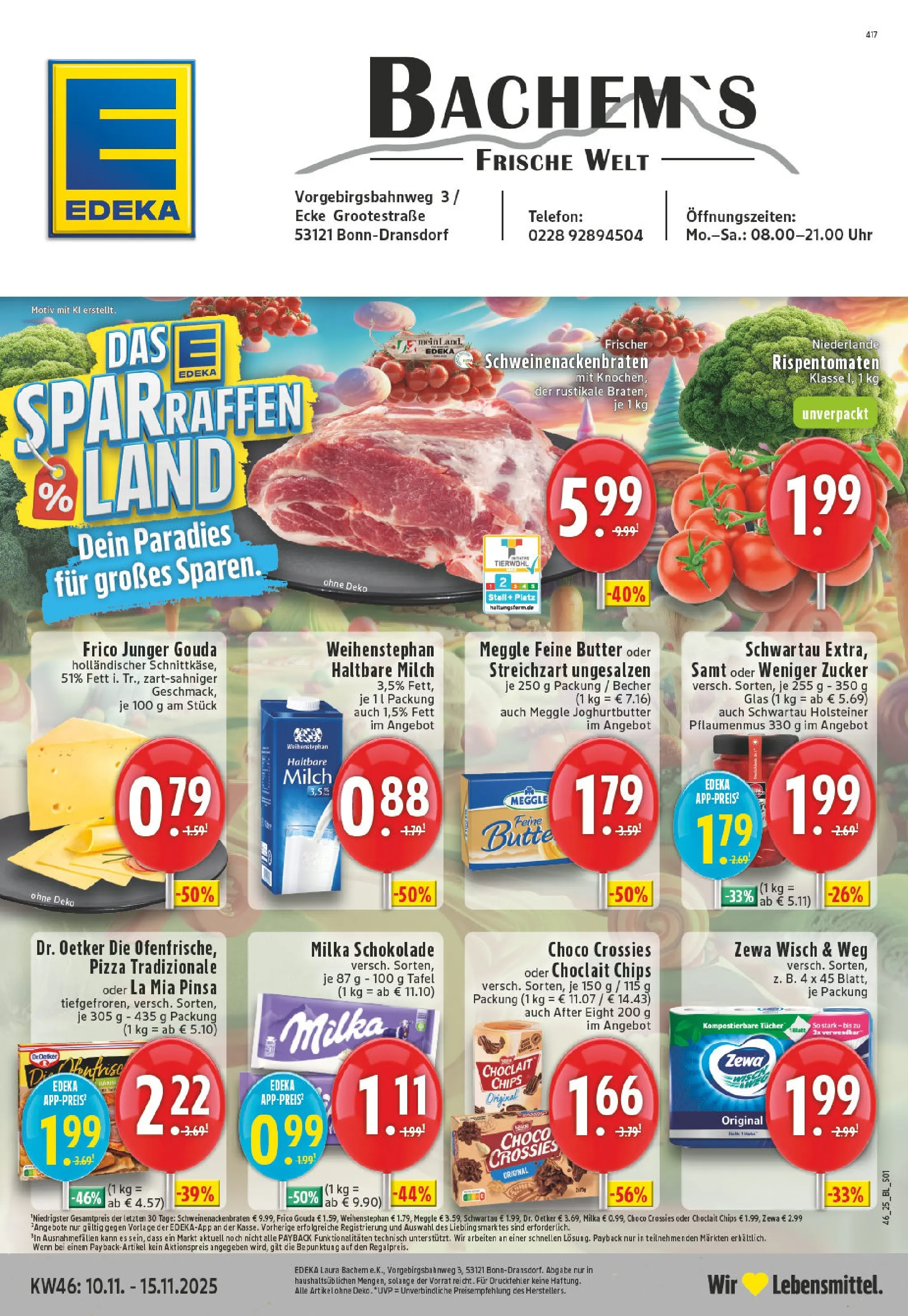 Edeka prospekt Bonn	 (ab 10.11.2025) » Angebote Online | Seite: 1 | Produkte: Milch, Milka schokolade, Pizza, Chips
