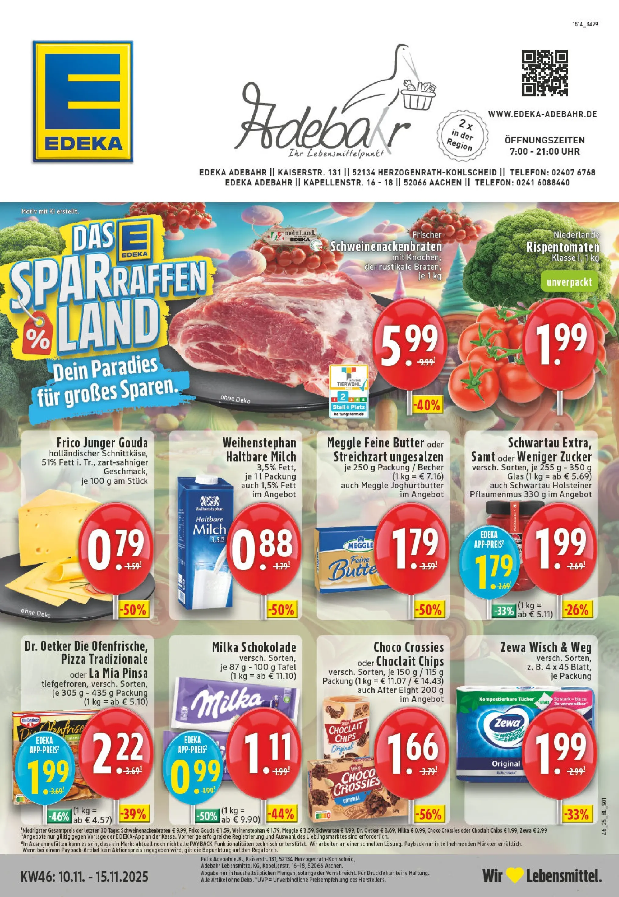 Edeka prospekt Herzogenrath	 (ab 09.11.2025) » Angebote Online | Seite: 1 | Produkte: Haltbare milch, Zewa, Pizza, Uhr