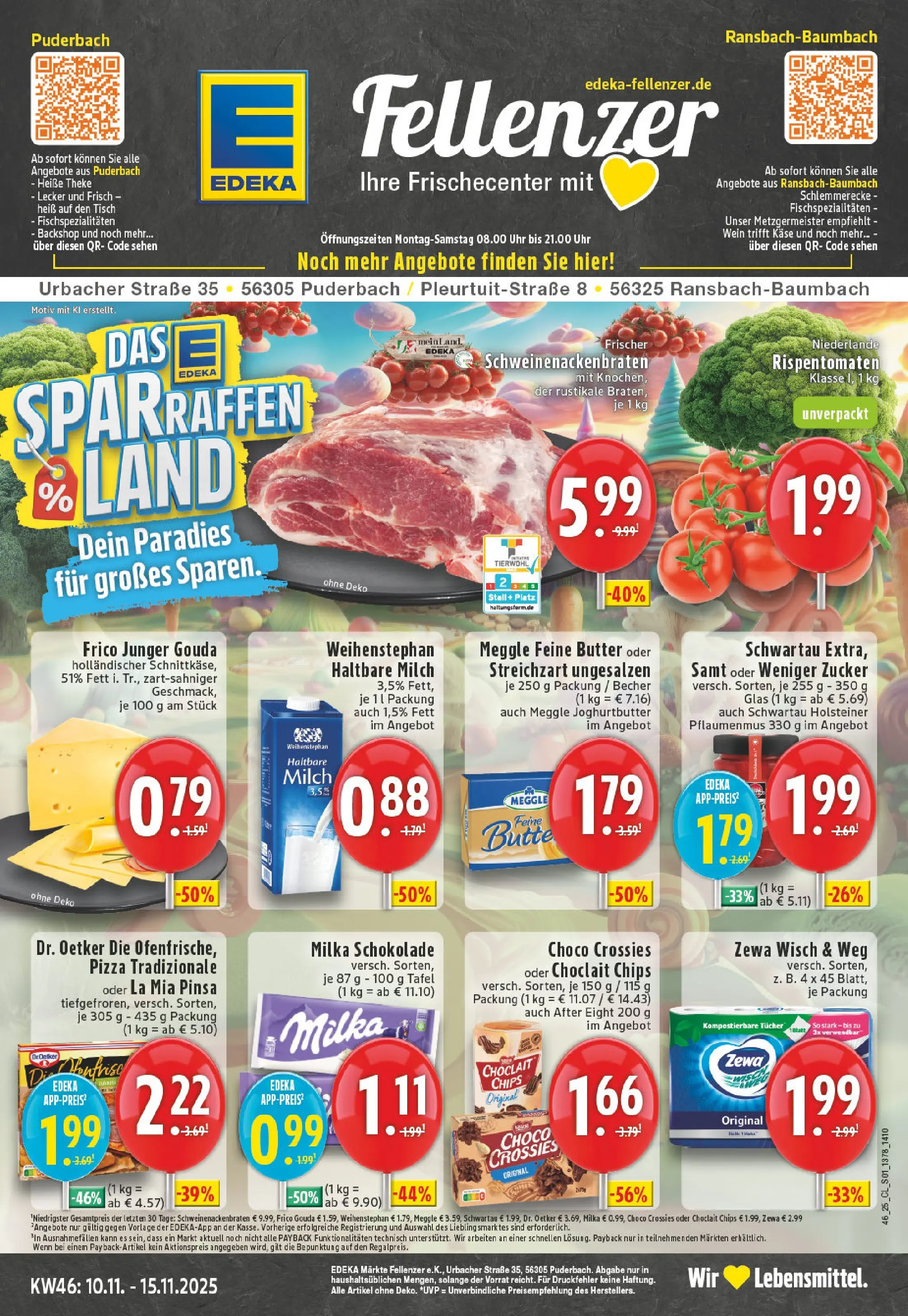 Edeka prospekt Puderbach	 (ab 09.11.2025) » Angebote Online | Seite: 1 | Produkte: Milch, Theke, Tisch, Zucker
