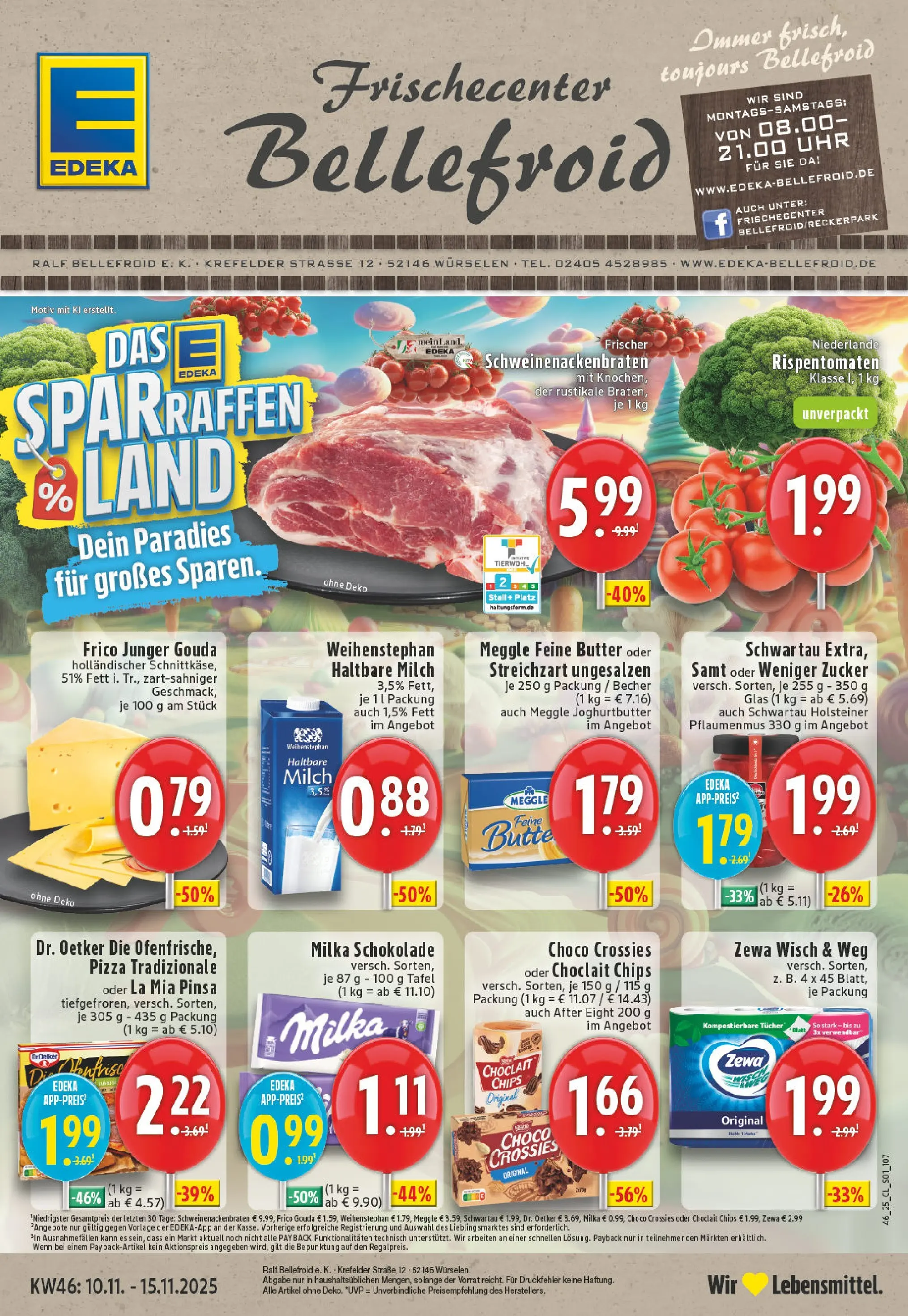 Edeka prospekt Würselen	 (ab 09.11.2025) » Angebote Online | Seite: 1 | Produkte: Gouda, Milka, Zucker, Uhr