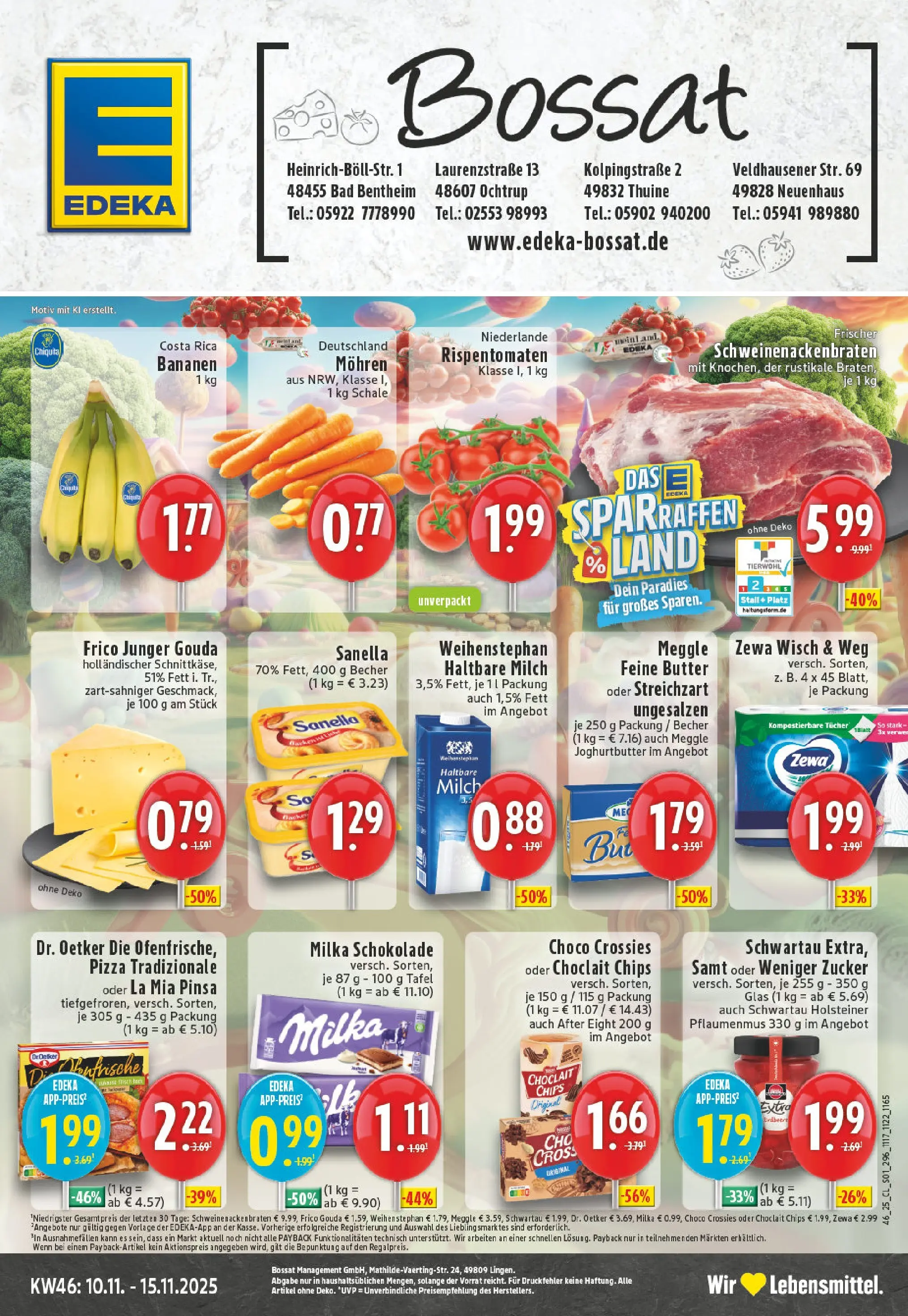 Edeka prospekt Thuine	 (ab 09.11.2025) » Angebote Online | Seite: 1 | Produkte: Butter, Haltbare milch, Bananen, Zewa