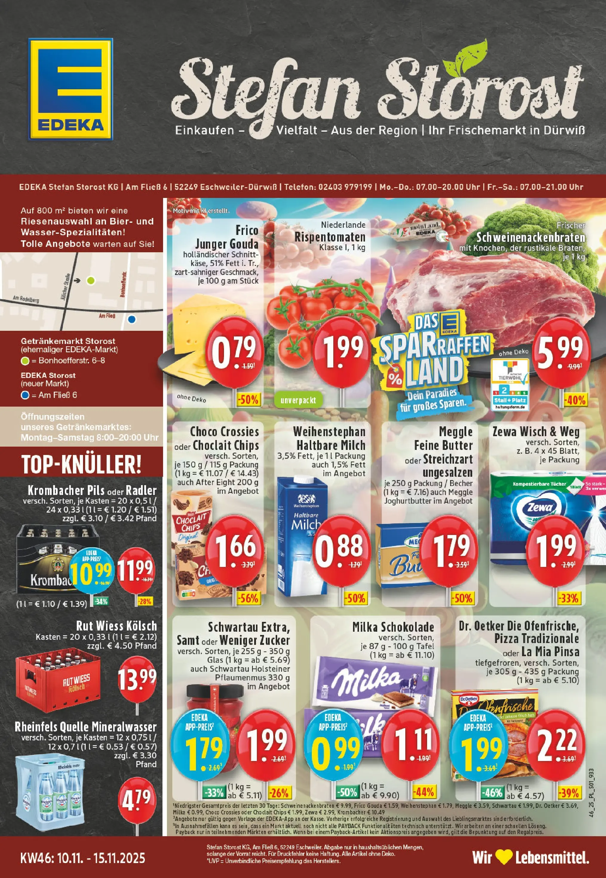 Edeka prospekt Eschweiler-Dürwiß	 (ab 09.11.2025) » Angebote Online | Seite: 1 | Produkte: Milka, Krombacher, Chips, Telefon