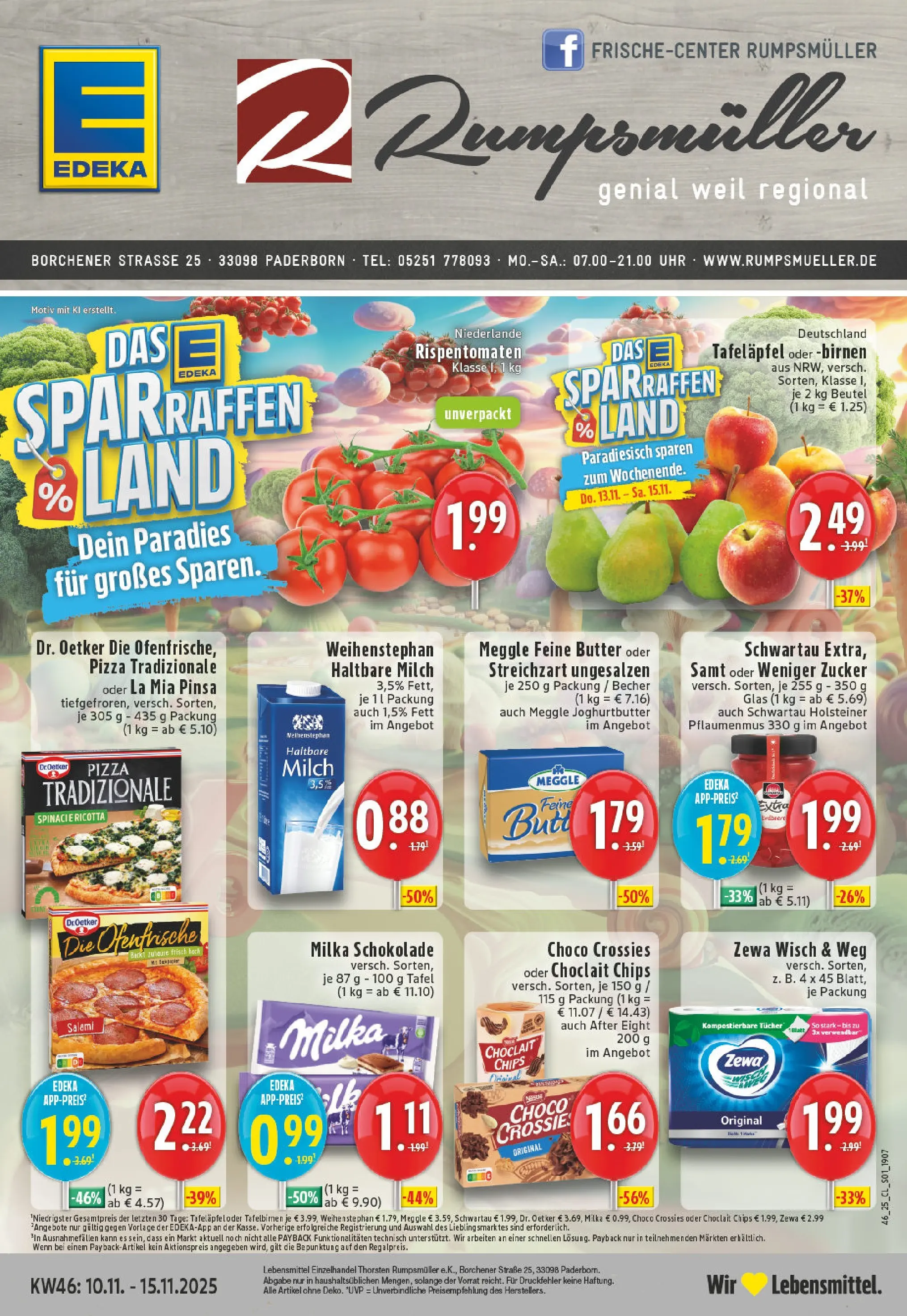 Edeka prospekt Paderborn	 (ab 10.11.2025) » Angebote Online | Seite: 1 | Produkte: Milch, Butter, Milka schokolade, Uhr