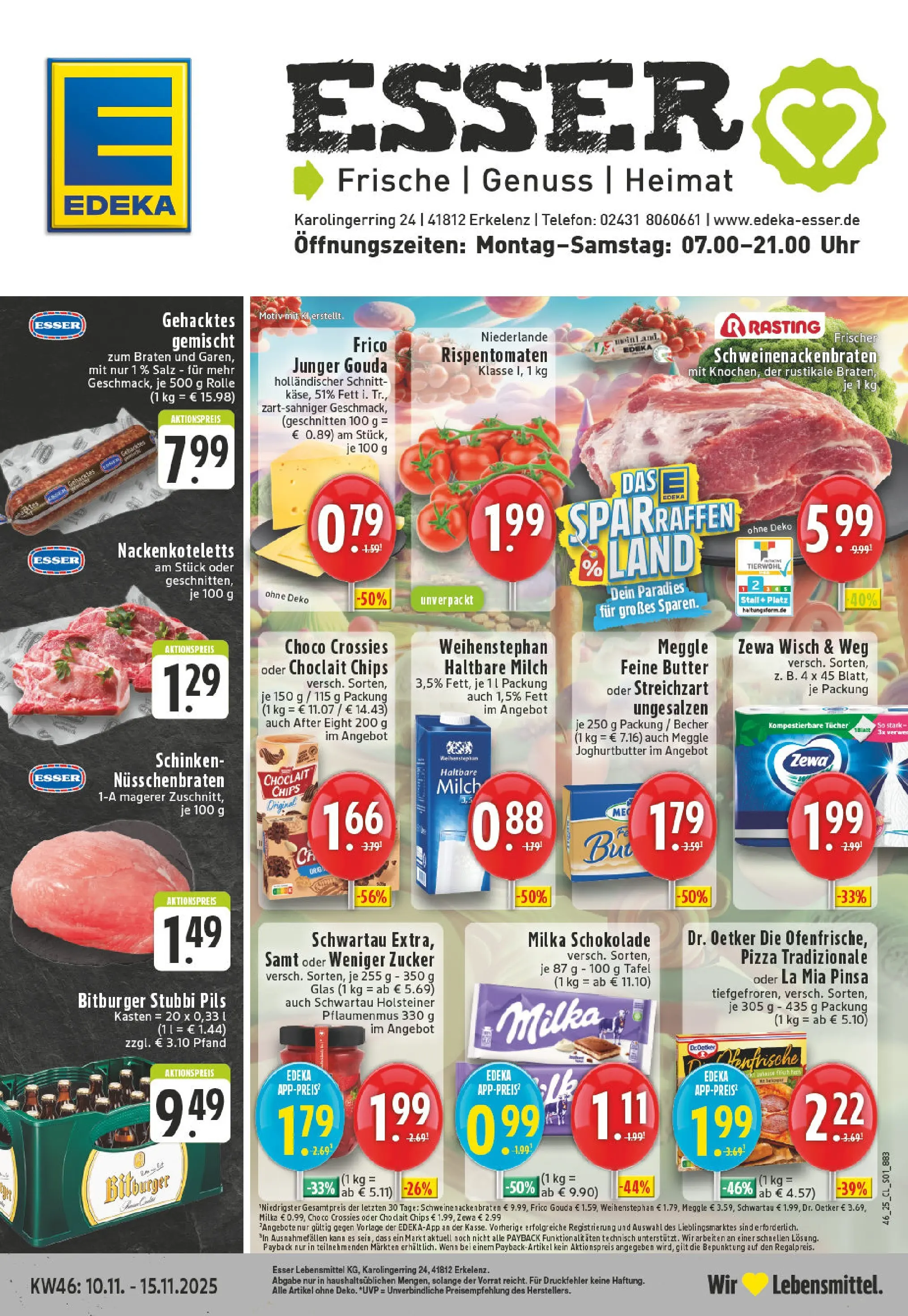 Edeka prospekt Erkelenz	 (ab 09.11.2025) » Angebote Online | Seite: 1 | Produkte: Bitburger, Milch, Pils, Schinken