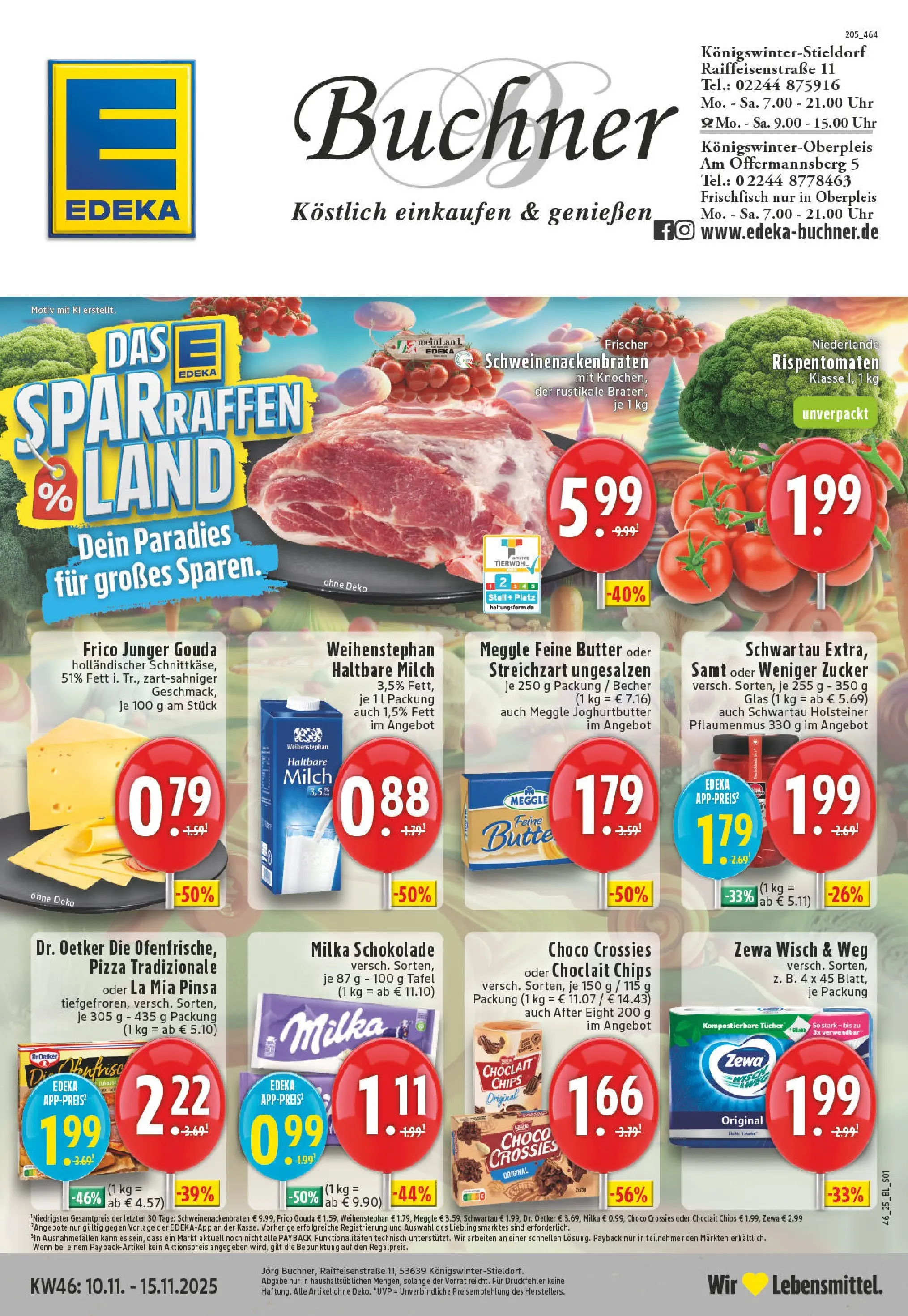 Edeka prospekt Königswinter - Oberpleis	 (ab 10.11.2025) » Angebote Online | Seite: 1 | Produkte: Milch, Schokolade, Zucker, Chips