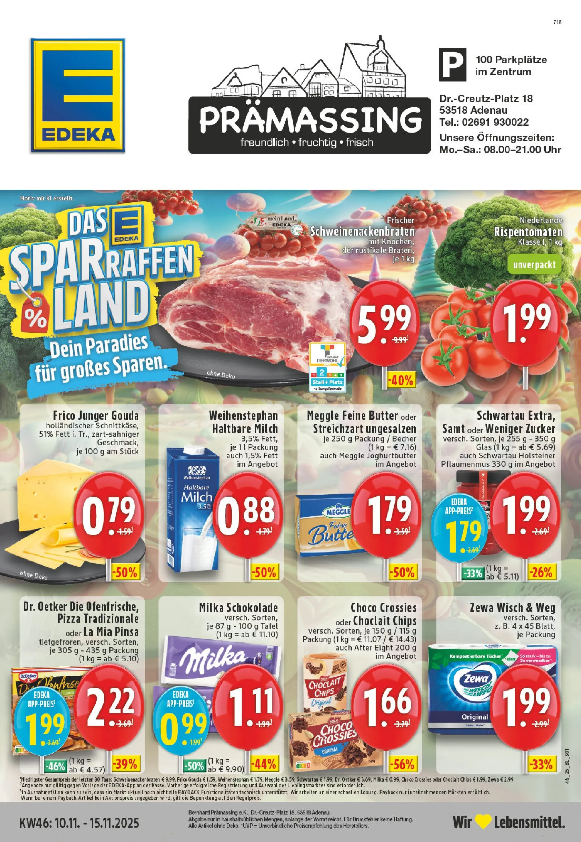 Edeka prospekt Adenau / Eifel	 (ab 10.11.2025) » Angebote Online | Seite: 1 | Produkte: Milch, Haltbare milch, Milka, Uhr