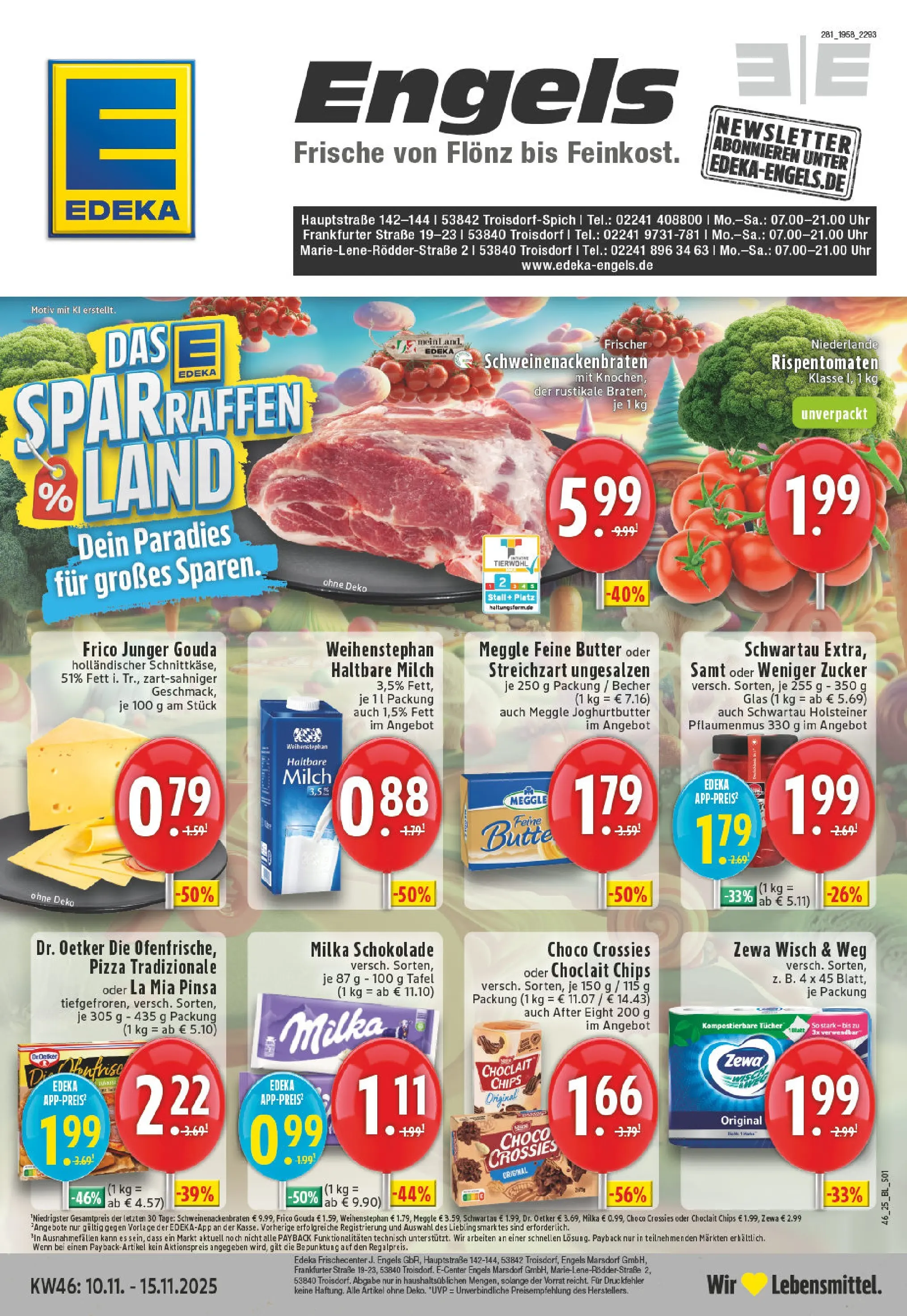 Edeka prospekt Troisdorf	 (ab 10.11.2025) » Angebote Online | Seite: 1 | Produkte: Milch, Butter, Haltbare milch, Pizza