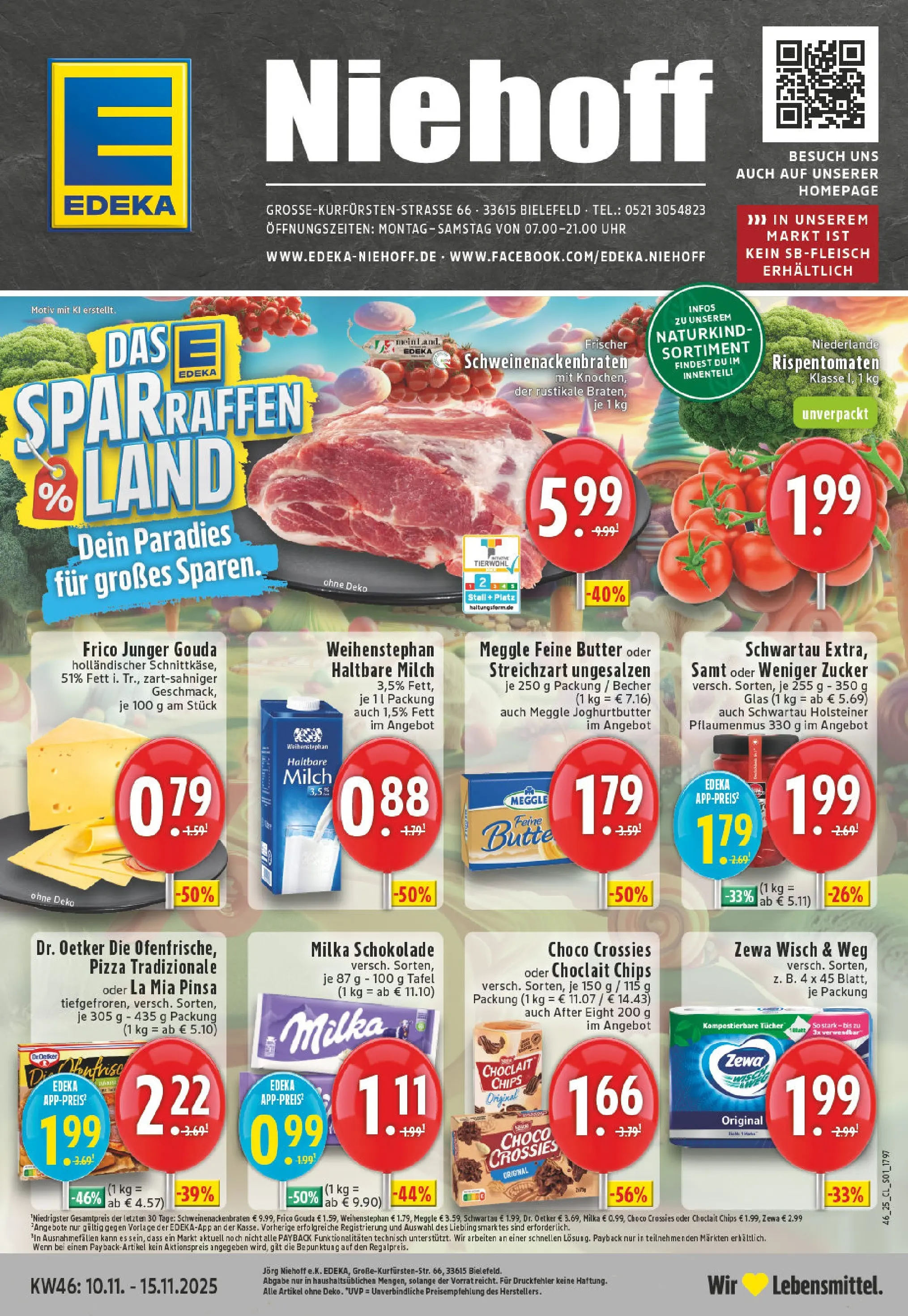 Edeka prospekt Bielefeld	 (ab 09.11.2025) » Angebote Online | Seite: 1 | Produkte: Haltbare milch, Zucker, Pizza, Chips