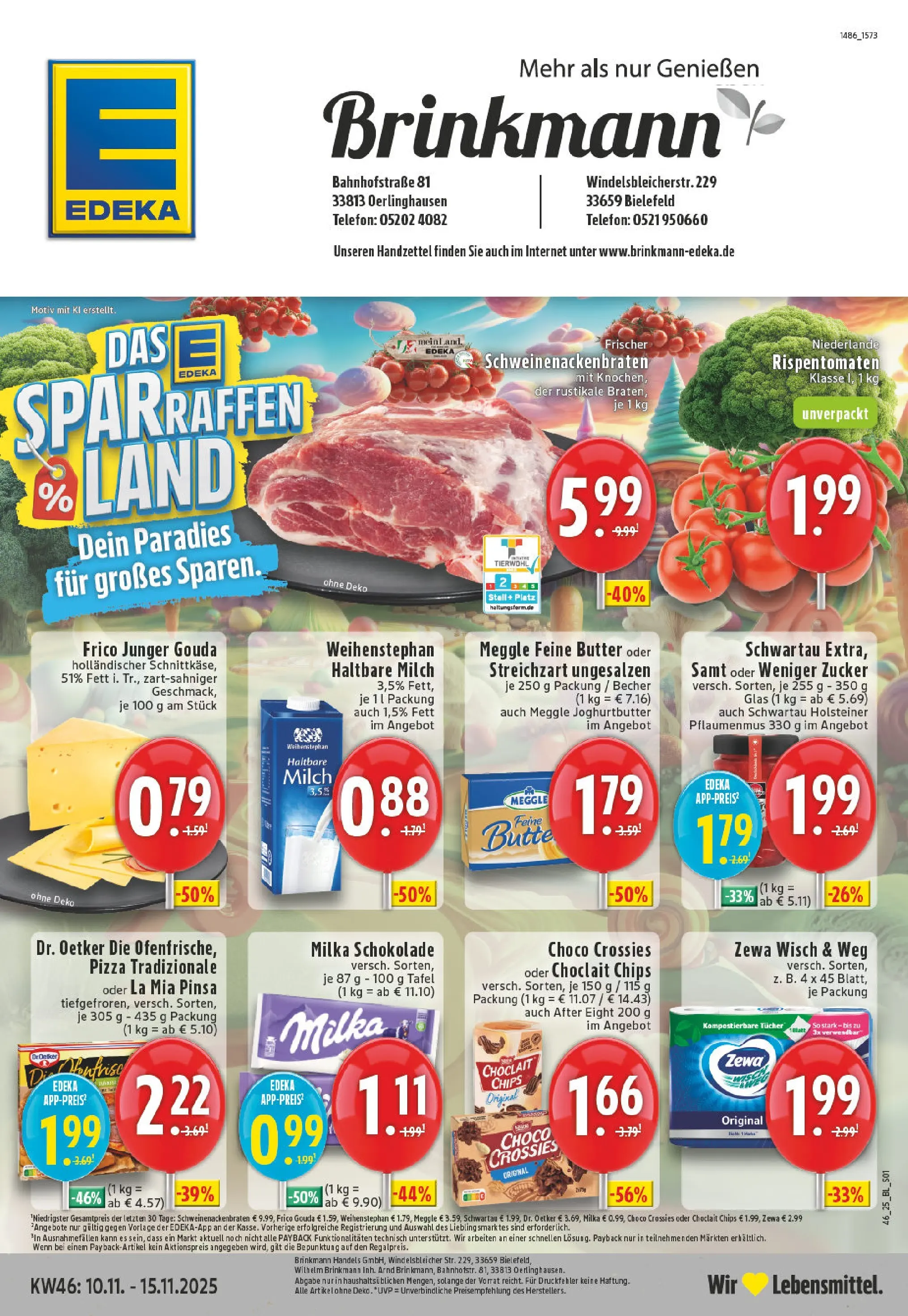 Edeka prospekt Oerlinghausen-Helpup	 (ab 10.11.2025) » Angebote Online | Seite: 1 | Produkte: Haltbare milch, Zewa, Zucker, Pizza