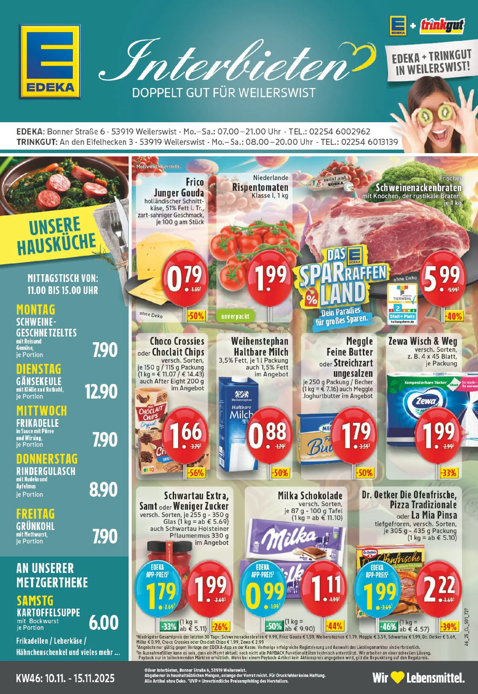 Edeka prospekt Weilerswist	 (ab 10.11.2025) » Angebote Online | Seite: 1 | Produkte: Bockwurst, Butter, Milka schokolade, Zucker