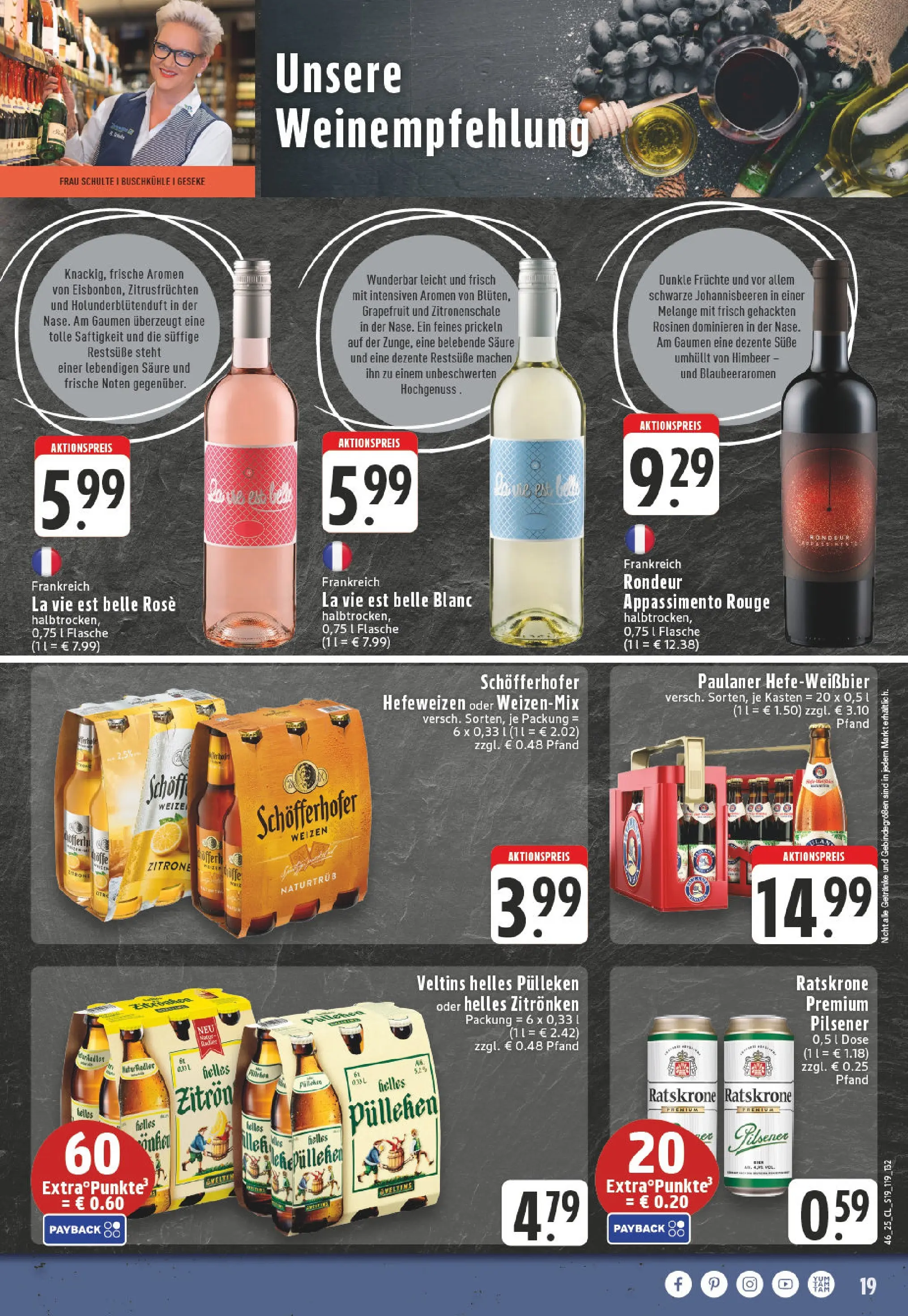 Edeka prospekt Rüthen	 (ab 09.11.2025) » Angebote Online | Seite: 19 | Produkte: Rouge, Zitrone, Paulaner, Veltins