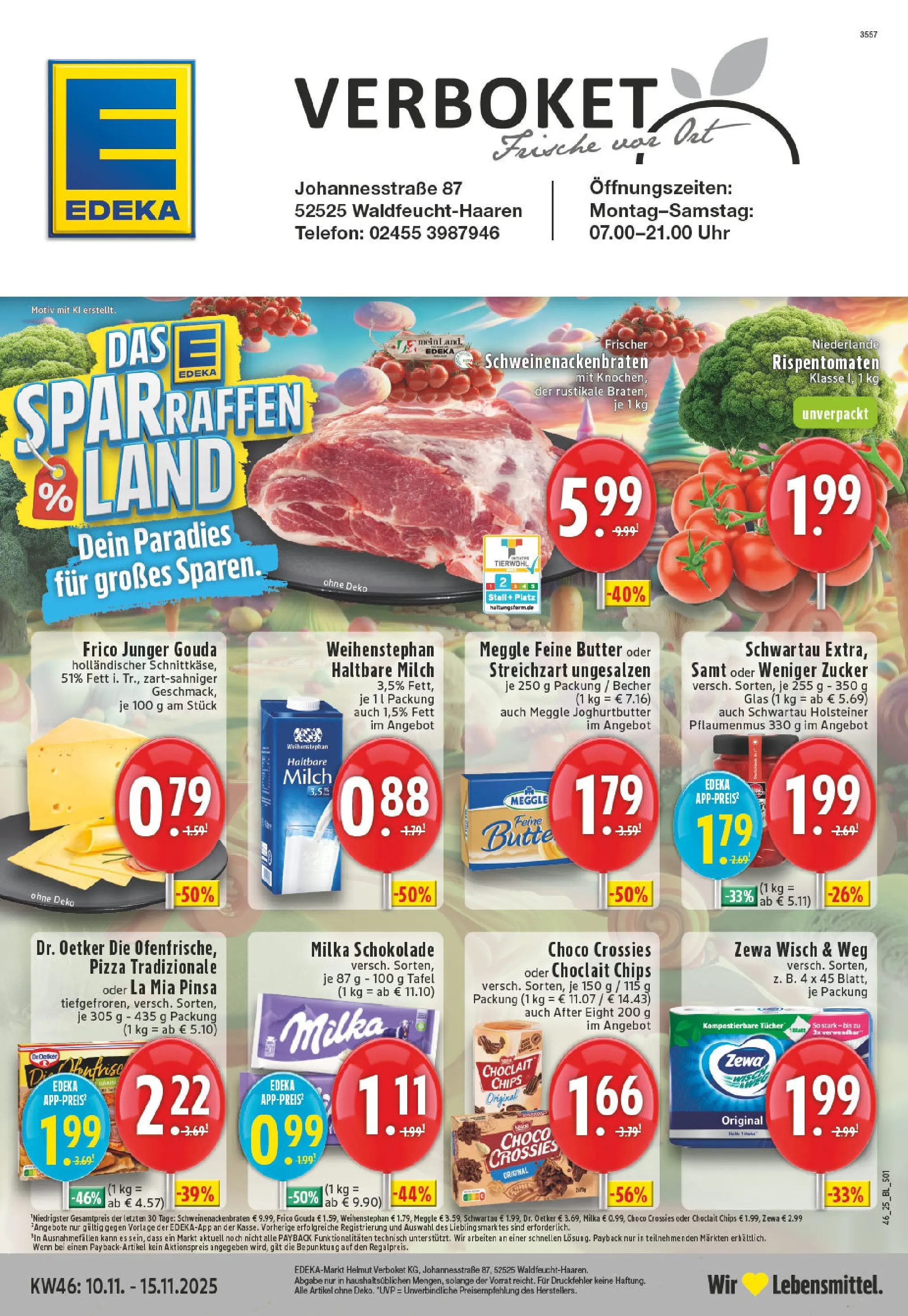 Edeka prospekt Waldfeucht-Haaren	 (ab 10.11.2025) » Angebote Online | Seite: 1 | Produkte: Schokolade, Gouda, Zewa, Zucker