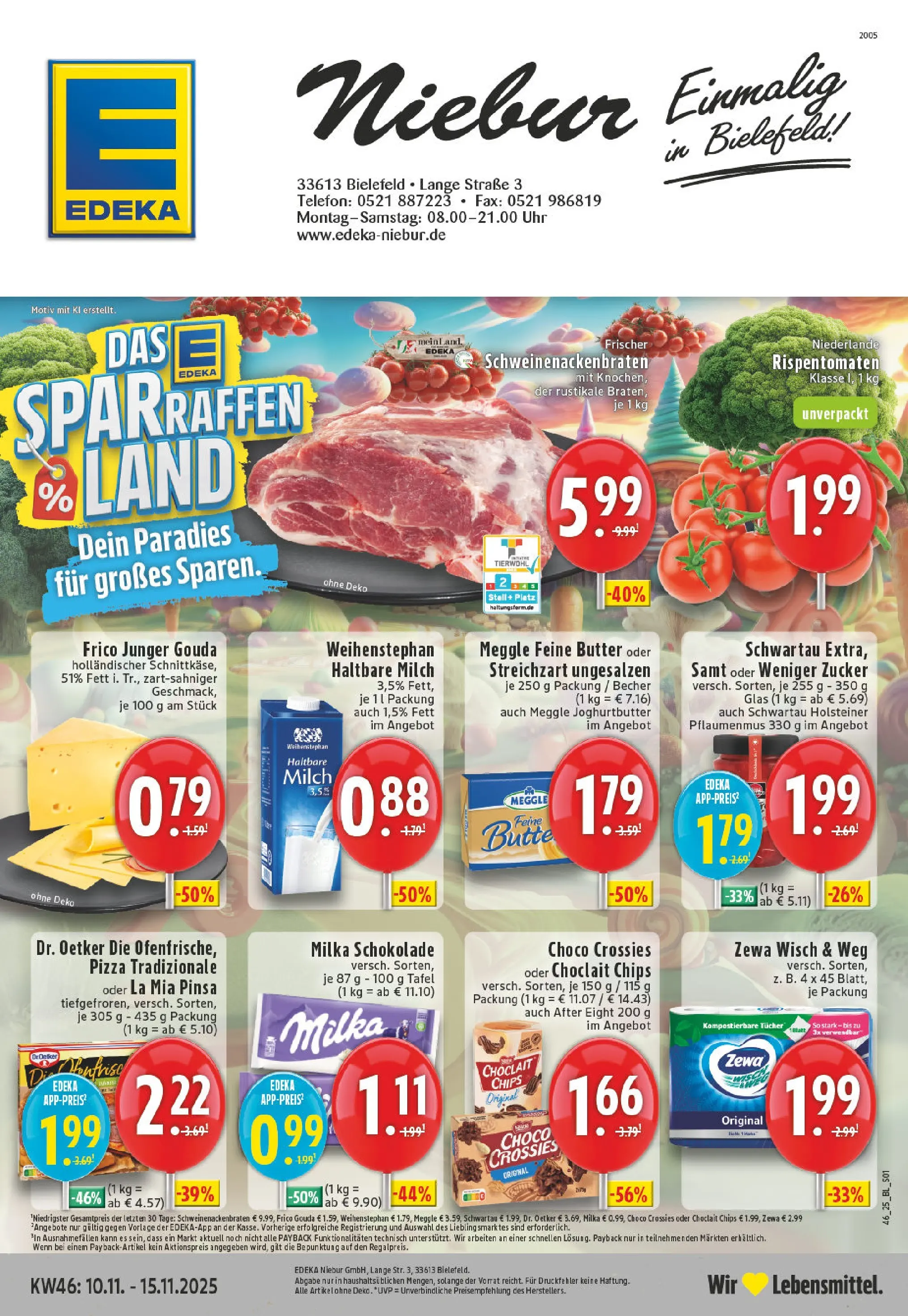 Edeka prospekt Bielefeld	 (ab 09.11.2025) » Angebote Online | Seite: 1 | Produkte: Zewa, Milka, Chips, Uhr